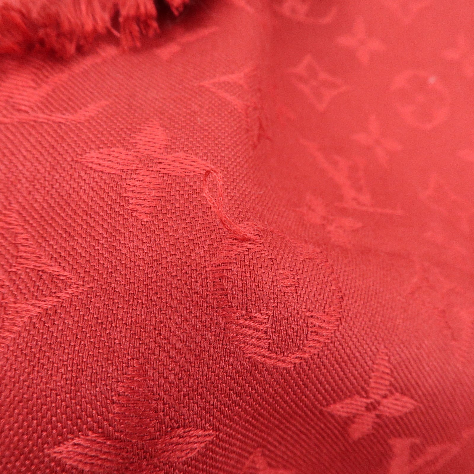 Louis Vuitton Monogram Silk Wool Large Scarf Shawl Red M72237