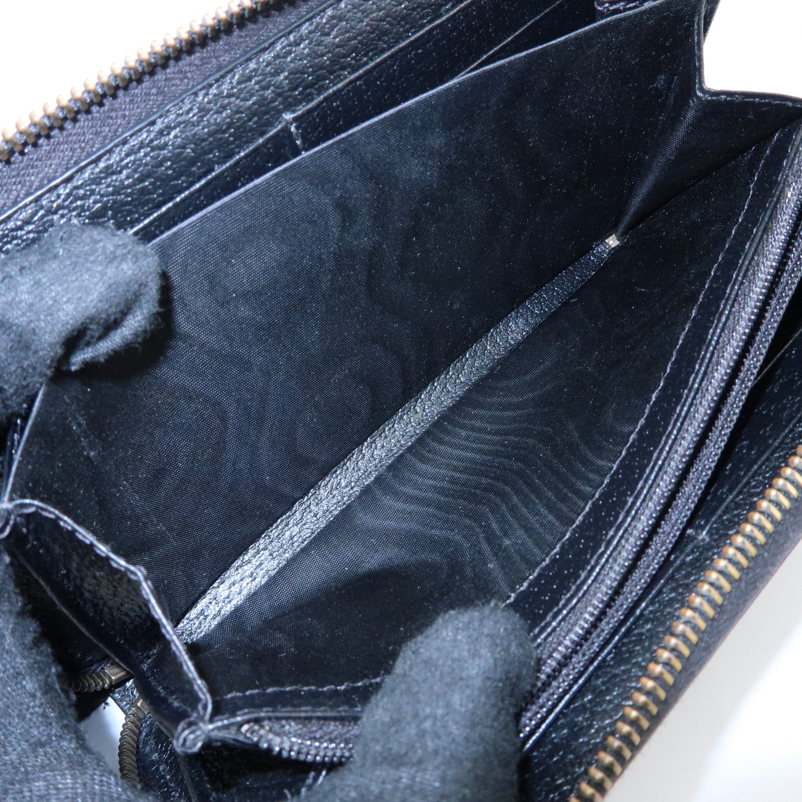 GUCCI Animalier Bee Leather Zip-Around Long Wallet Black 523667