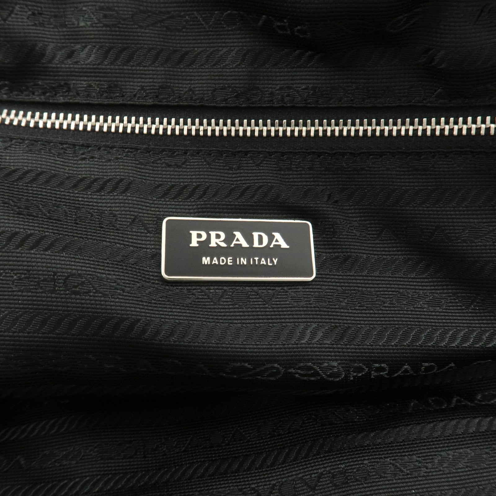 PRADA Triangle Logo Nylon Leather Hand Bag Black BN0531