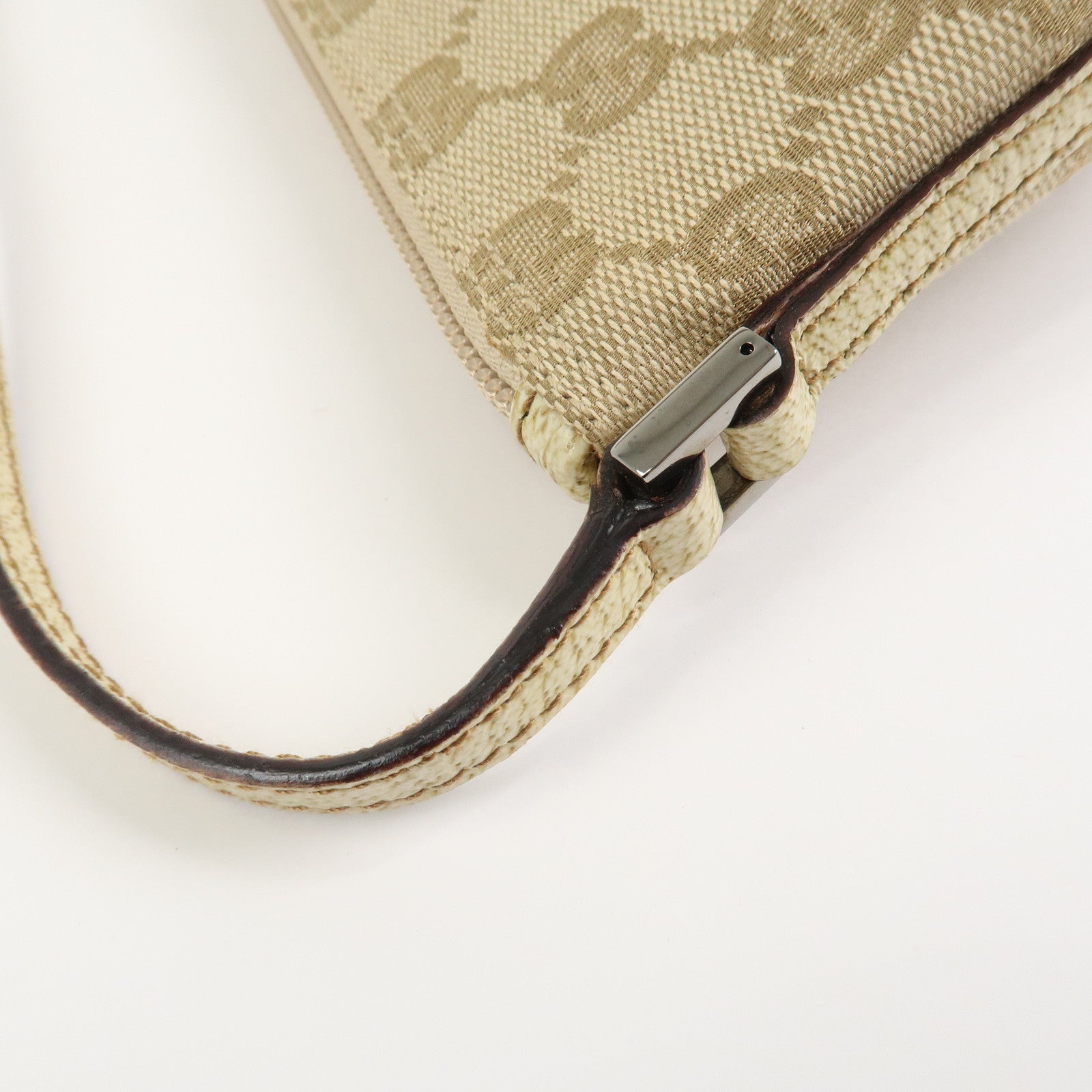 GUCCI Boat Bag GG Canvas Leather Hand Bag Beige 07198