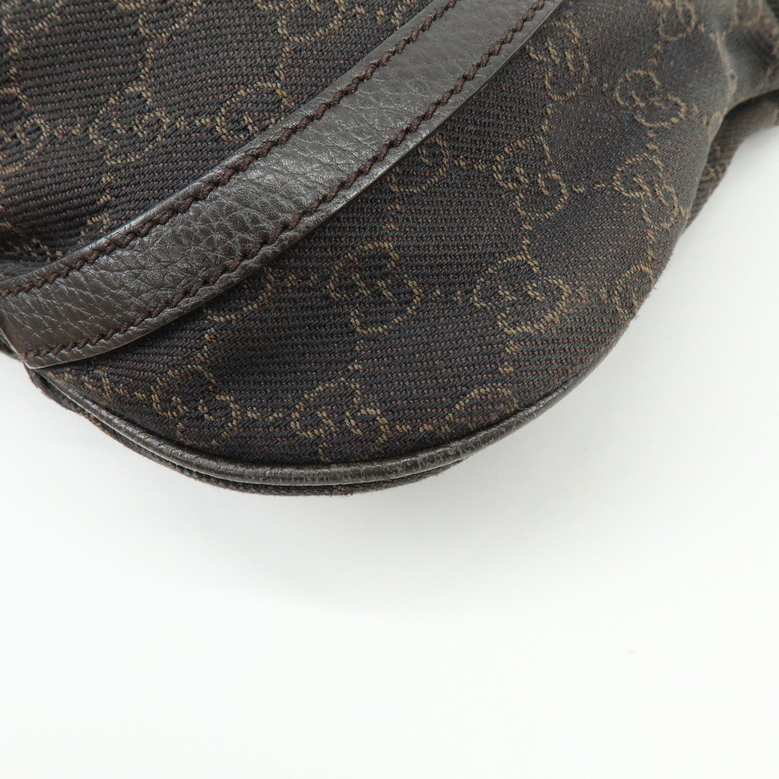 GUCCI Abbey GG Canvas Leather Shoulder Crossbody Bag Brown 265691