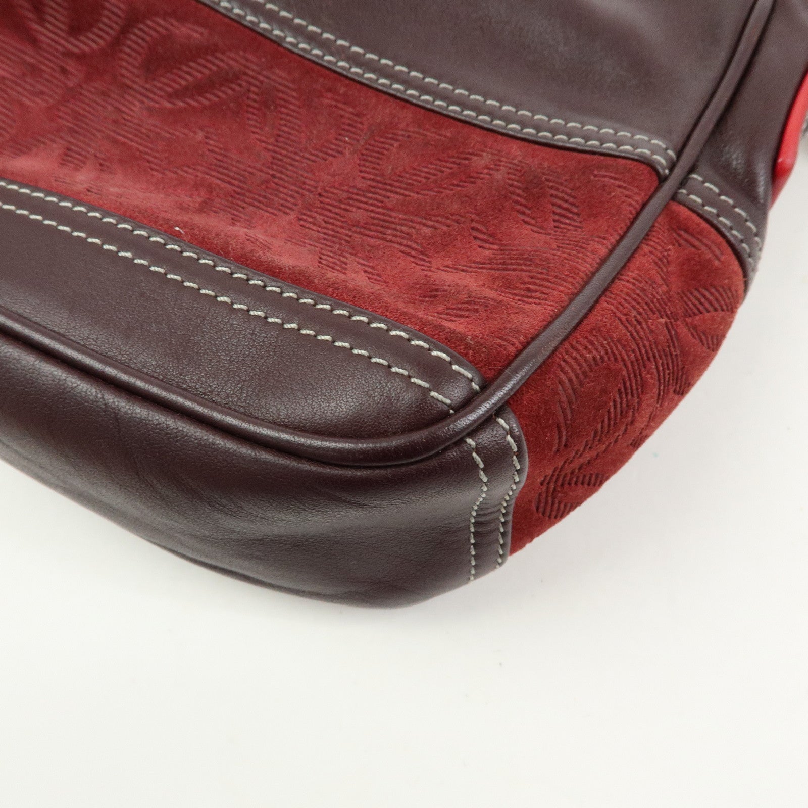 LOEWE Anagram Suede Leather Shoulder Crossbody Bag Bordeaux
