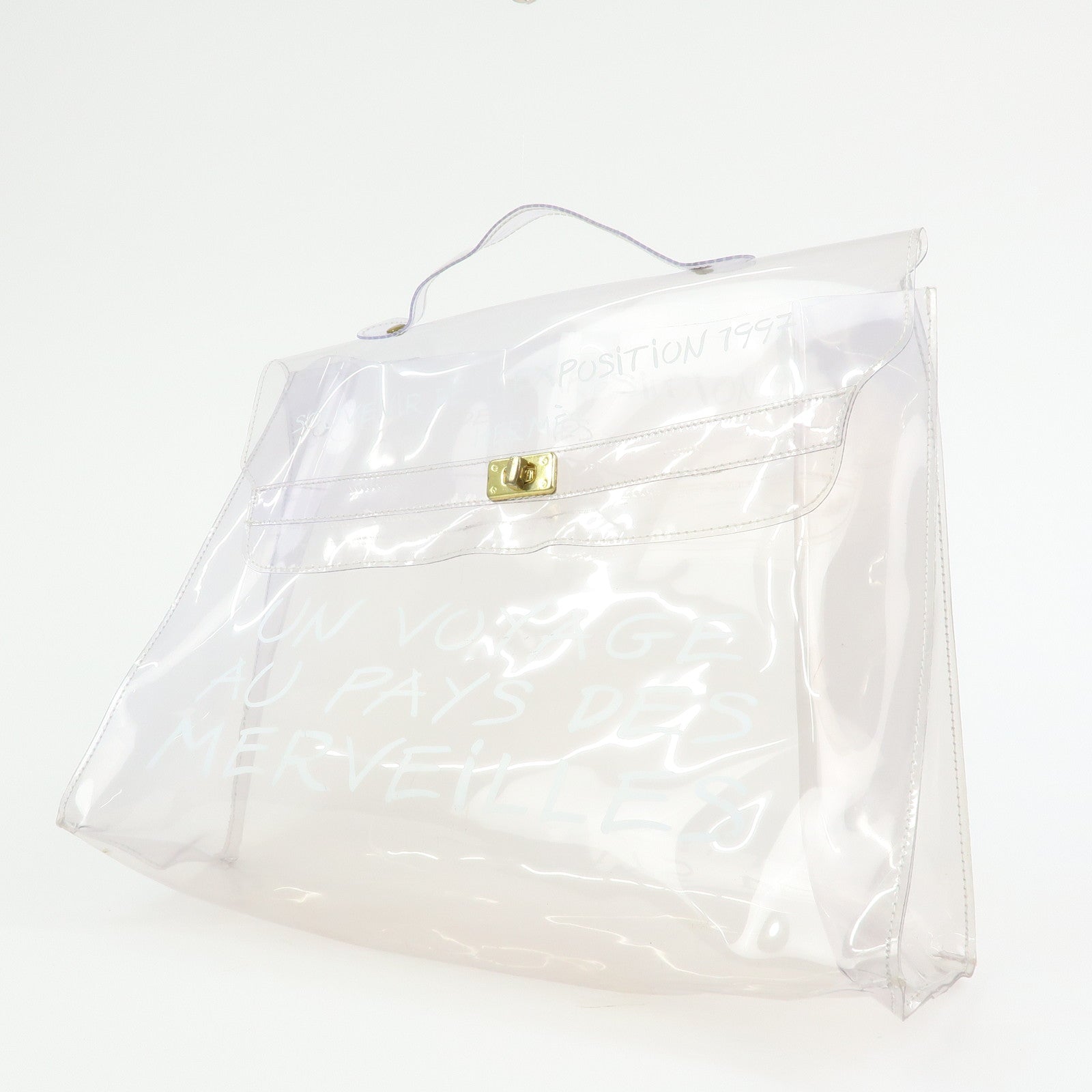 HERMES Kelly Vinyl Hand Bag Clear