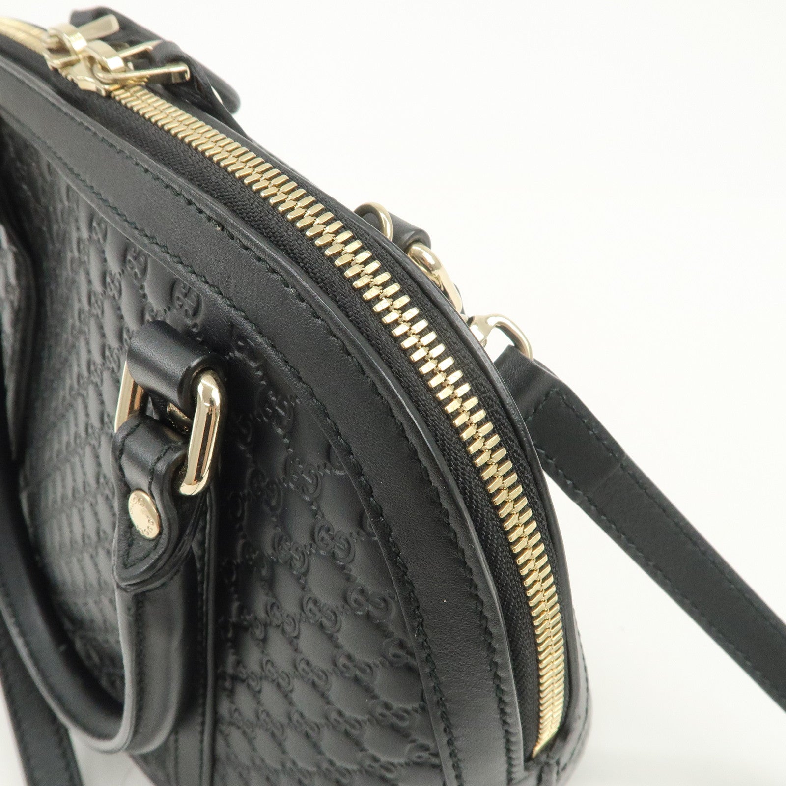GUCCI Micro Guccissima Leather 2Way Hand Shoulder Bag Black 449654