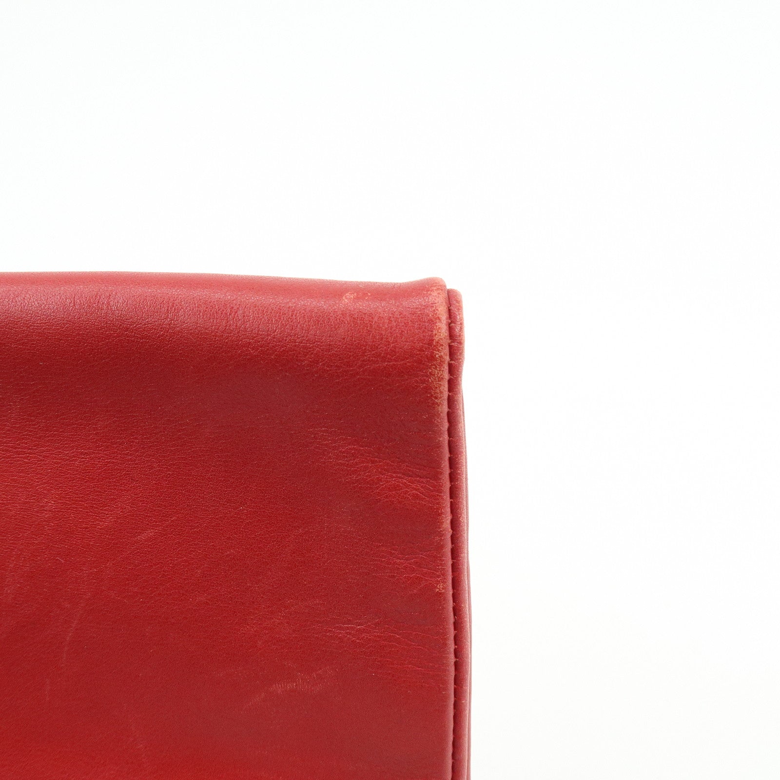 SAINT LAURENT PARIS Leather Clutch Bag Flat Pouch Red 328198