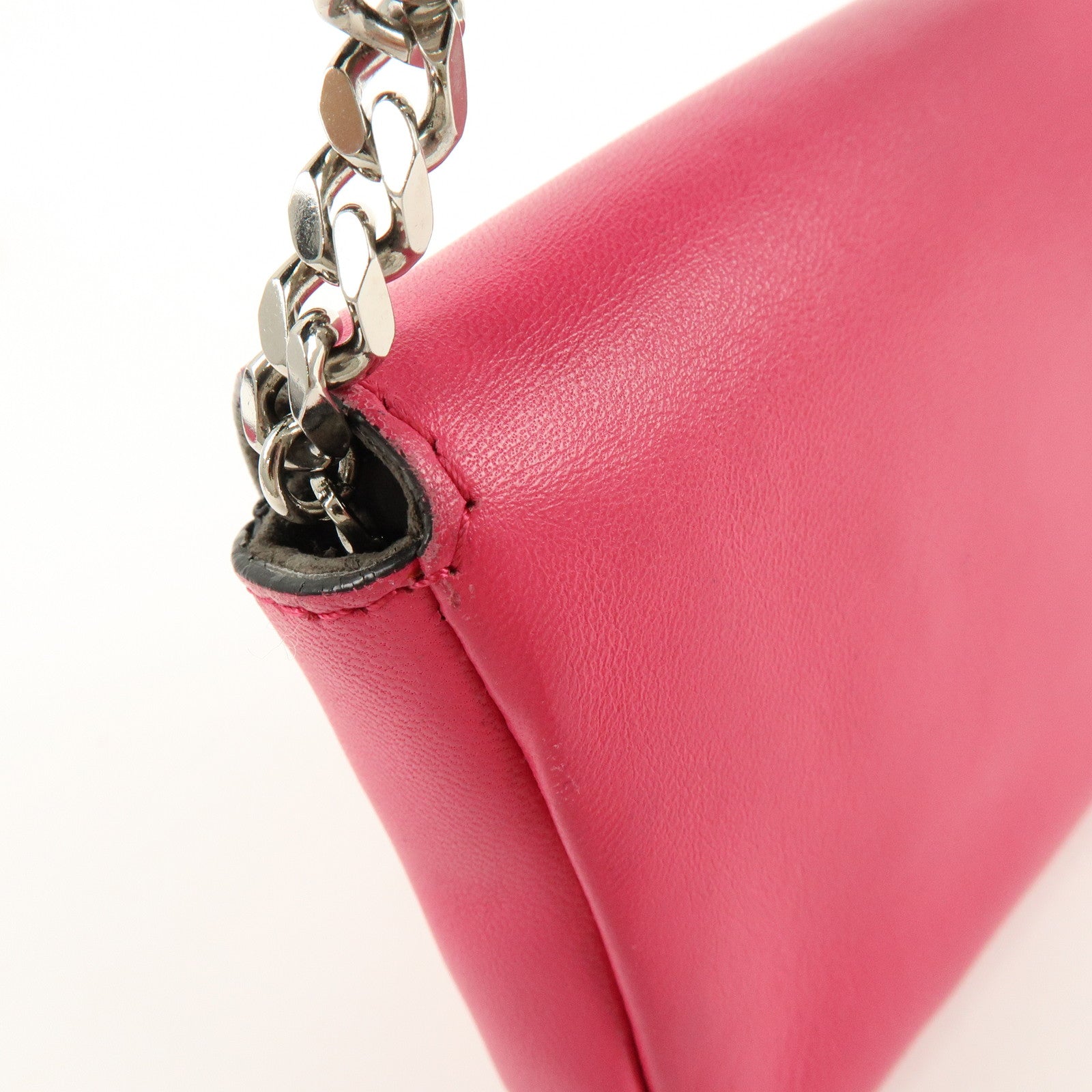 FENDI Leather Micro Baguette Shoulder Bag Crossbody Bag Pink 8M0354
