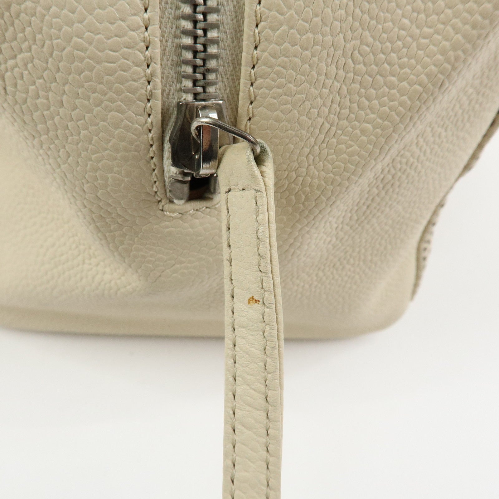 CHANEL COCO Mark Caviarskin Hand Bag Cosmetic Pouch Ivory