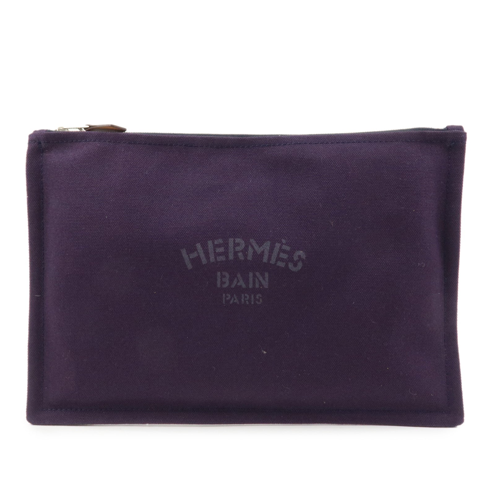 HERMES Yachting GM Canvas Flat Pouch Cosmetic Pouch Purple