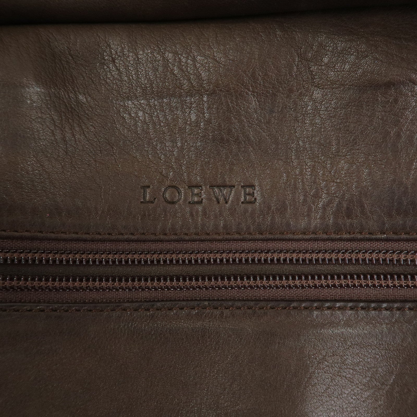 LOEWE Anagram Amazona 32 Suede Leather Hand Bag Boston Bag Brown