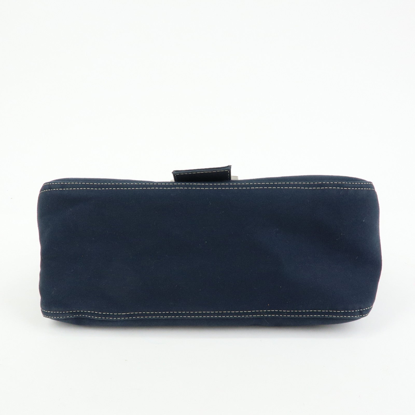 FENDI Mamma Baguette Canvas Shoulder Bag Navy 26325