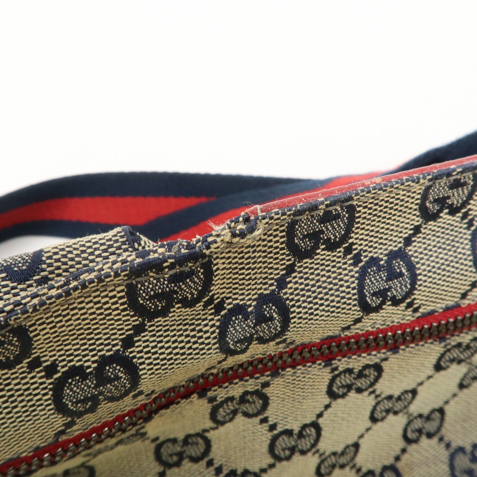 GUCCI Sherry GG Canvas Waist Bag Crossbody Bag Beige Red 28566