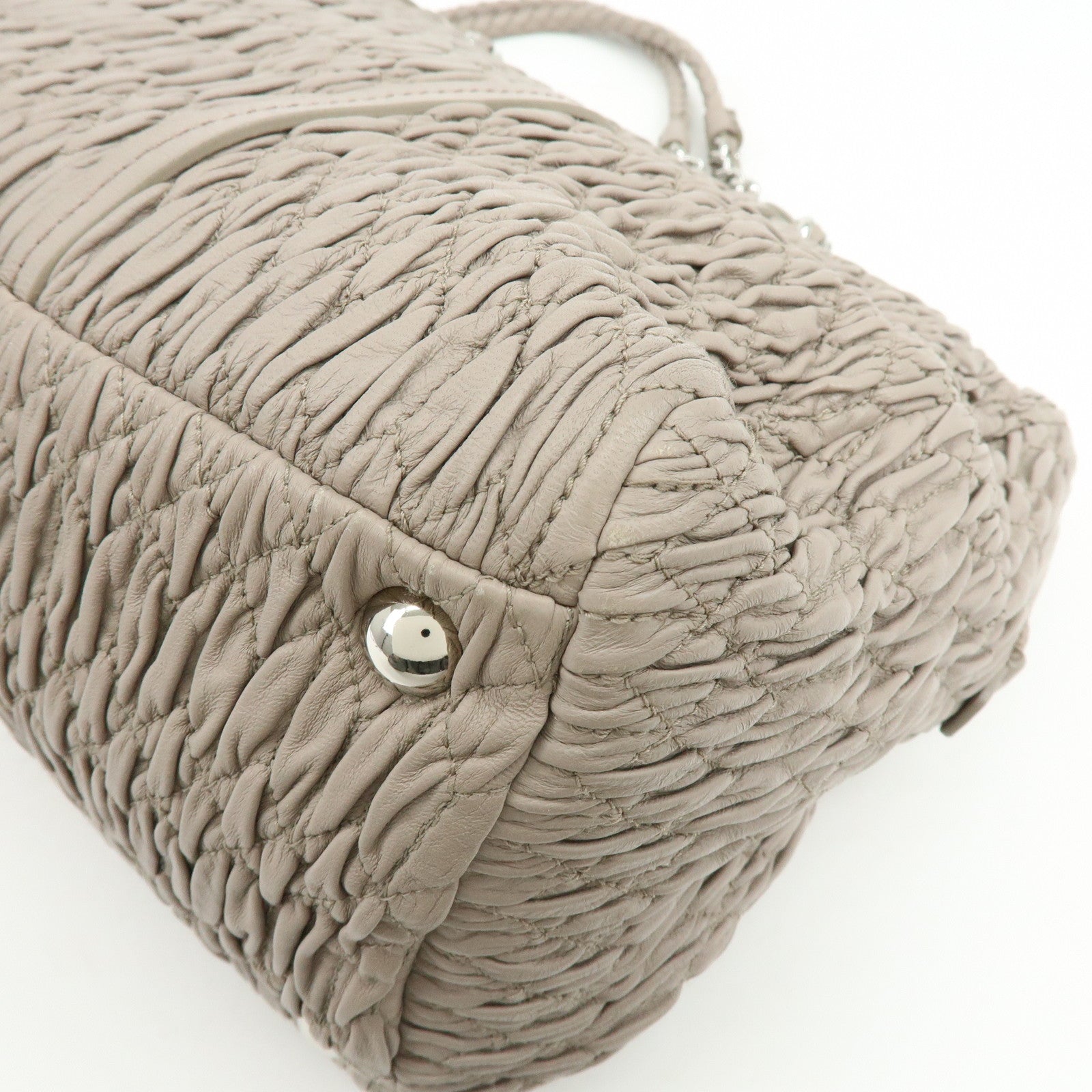 MIU MIU Matelasse Nappa Leather Tote Bag Shoulder Bag Gray