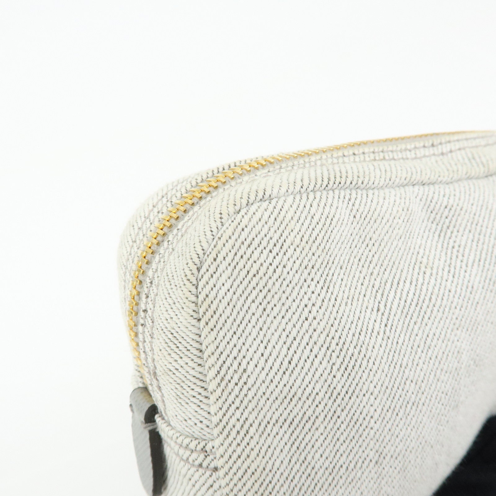 PRADA Triangle Logo Canvas Cosmetic Pouch Accessory Pouch Gray