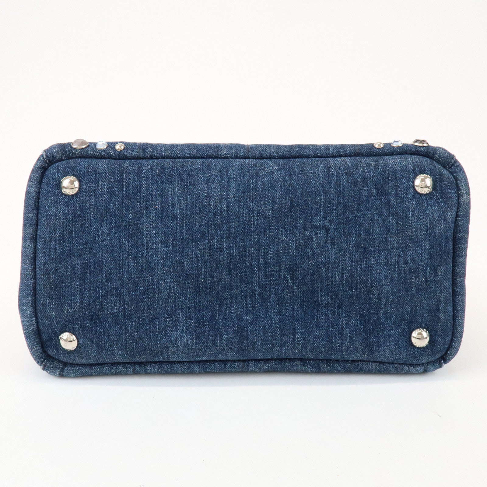 PRADA Canapa Mini 2Way Bag Hand Shoulder Bag Denim Blue B2439G