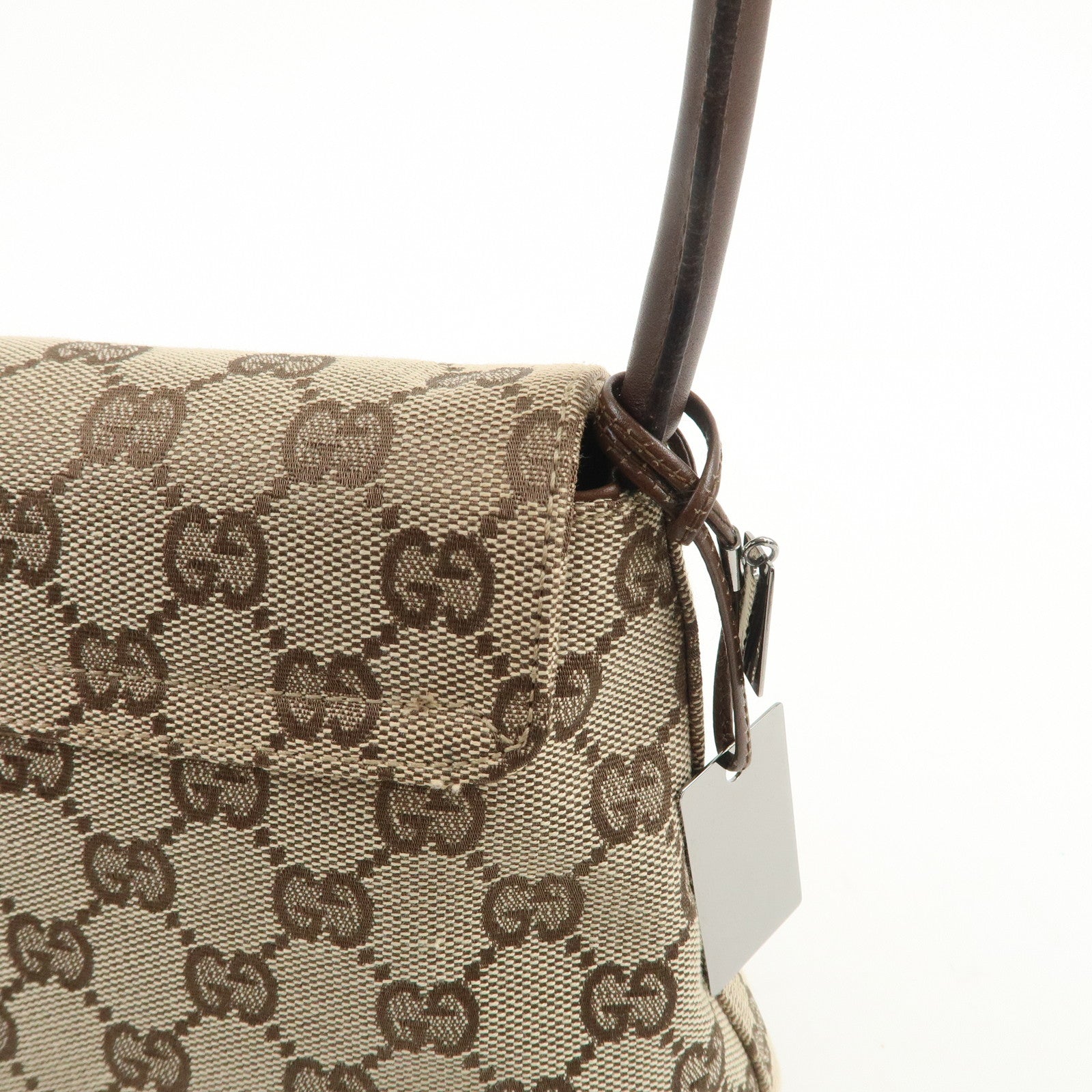 GUCCI GG Monogram Canvas Leather Shoulder Bag Beige Brown 90646