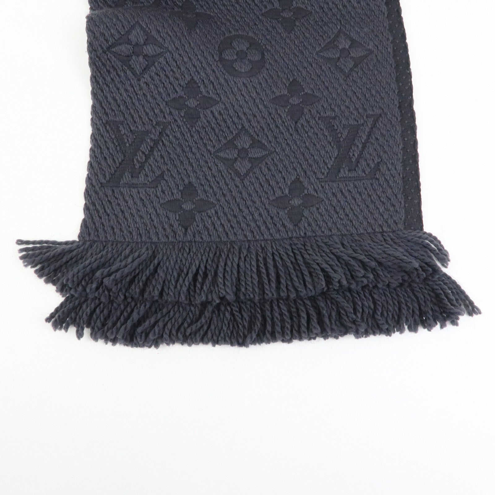 Louis Vuitton Echarpe Logo Mania Wool Silk Scarf Black M72431