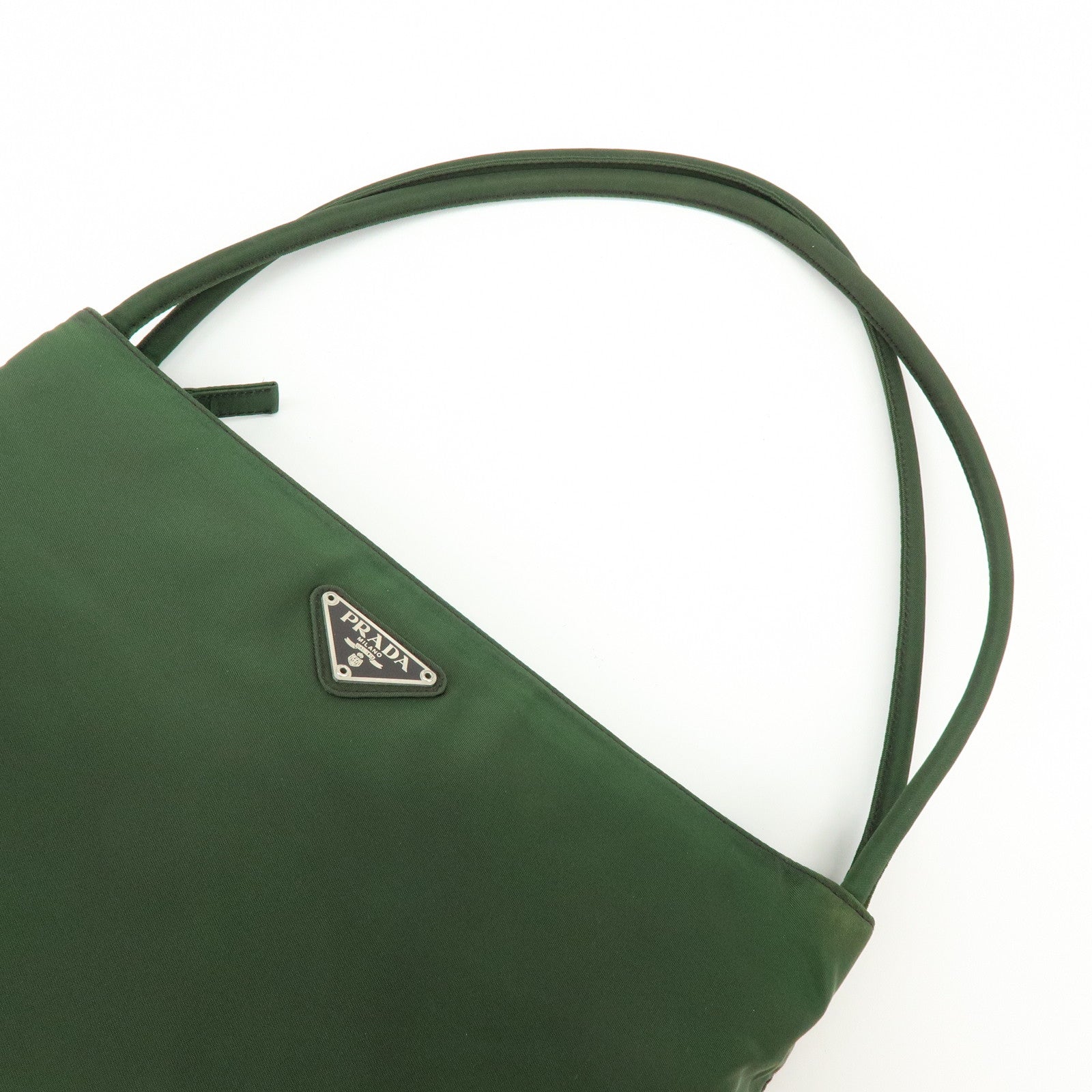 PRADA Triangle Logo Nylon Shoulder Bag Hand Bag Green B6242