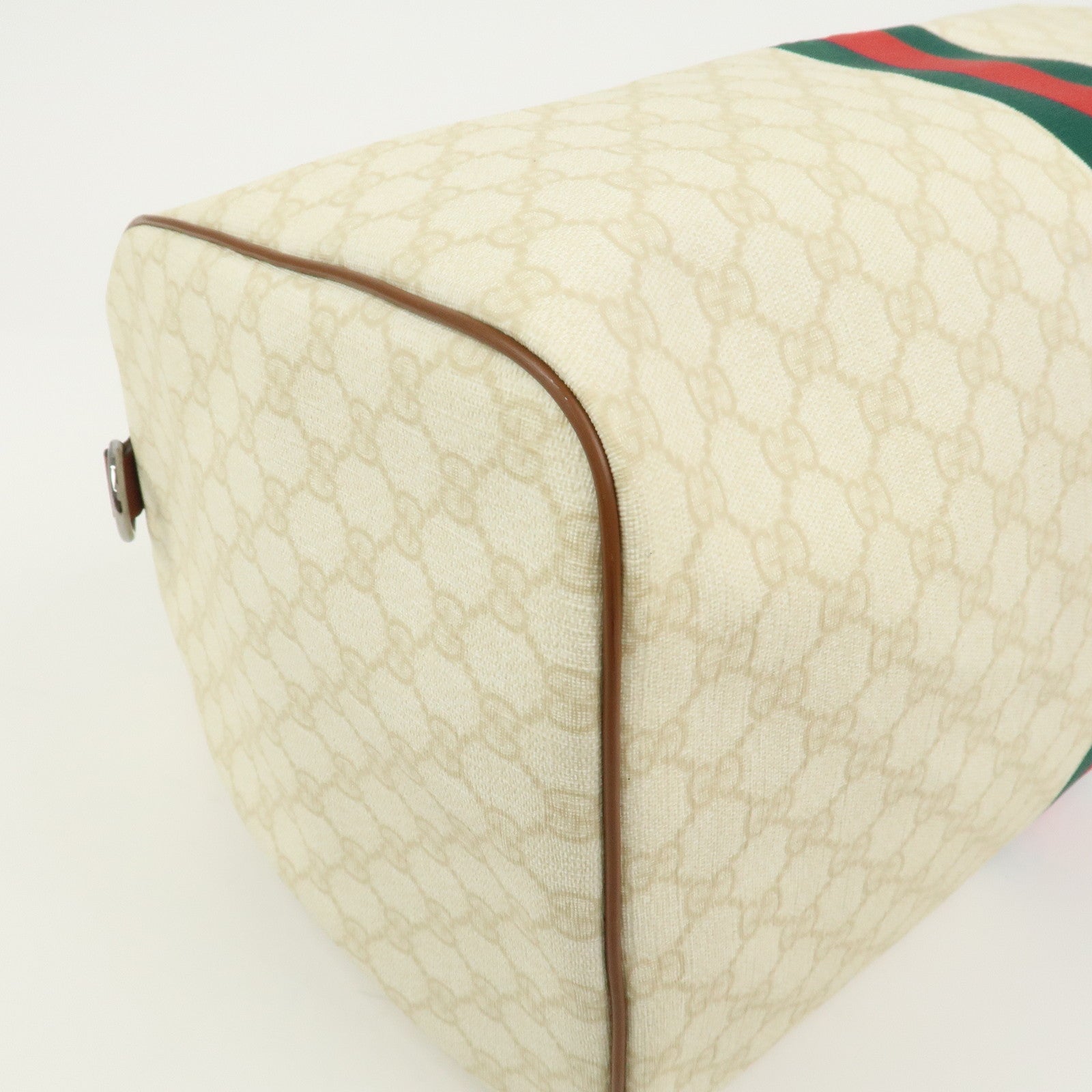 GUCCI Sherry GG Supreme Leather Boston Bag Ivory 189688
