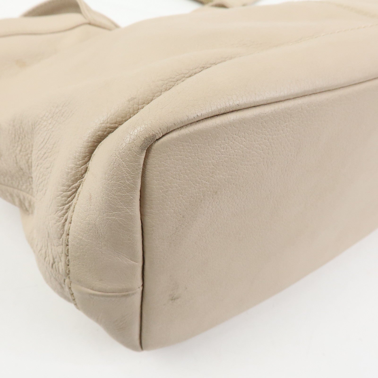 Chloe See by Chole Leather Tote Bag Hand Bag Pouch Beige