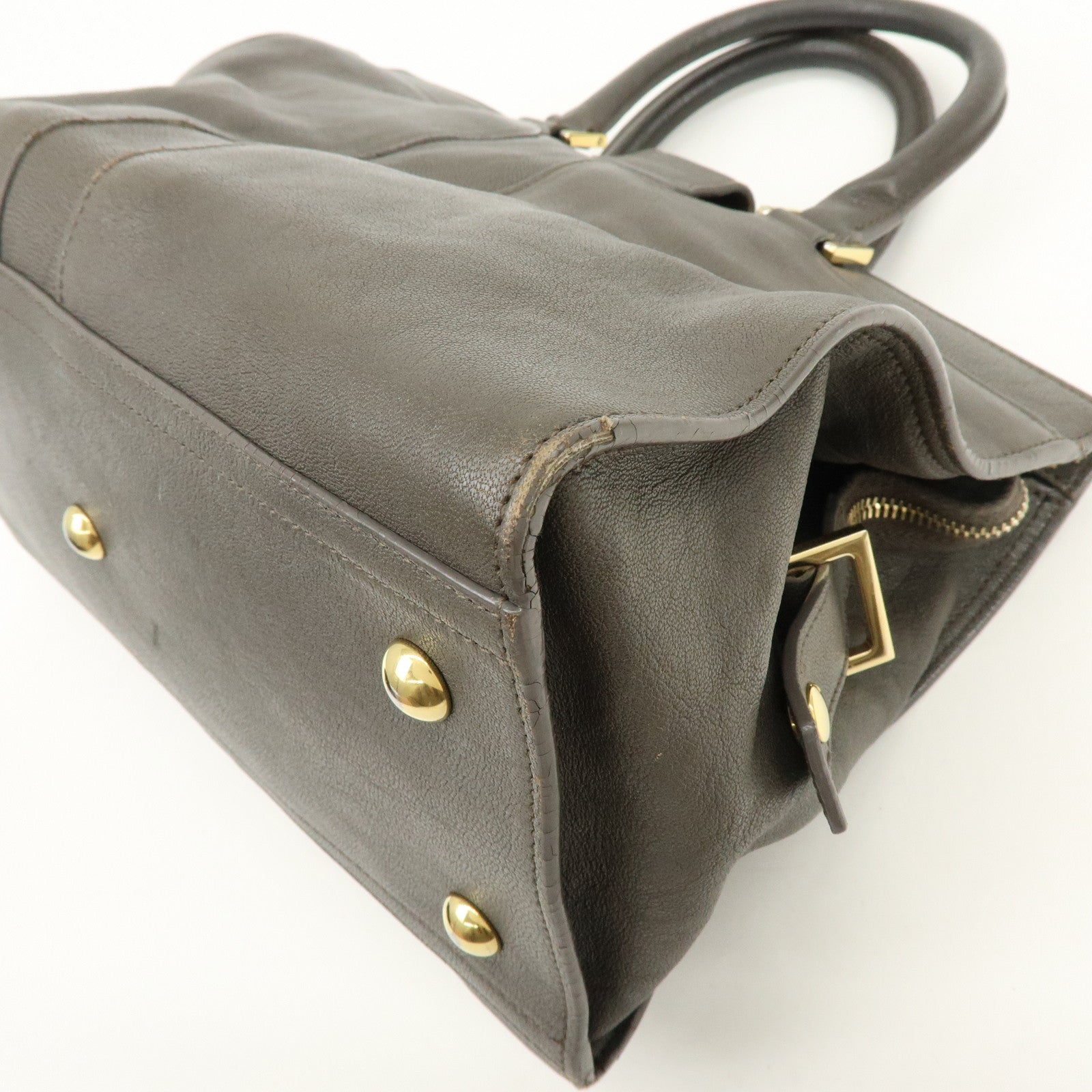 SAINT LAURENT PARIS Cabas Chyc Leather 2WAY Bag Gray 370699
