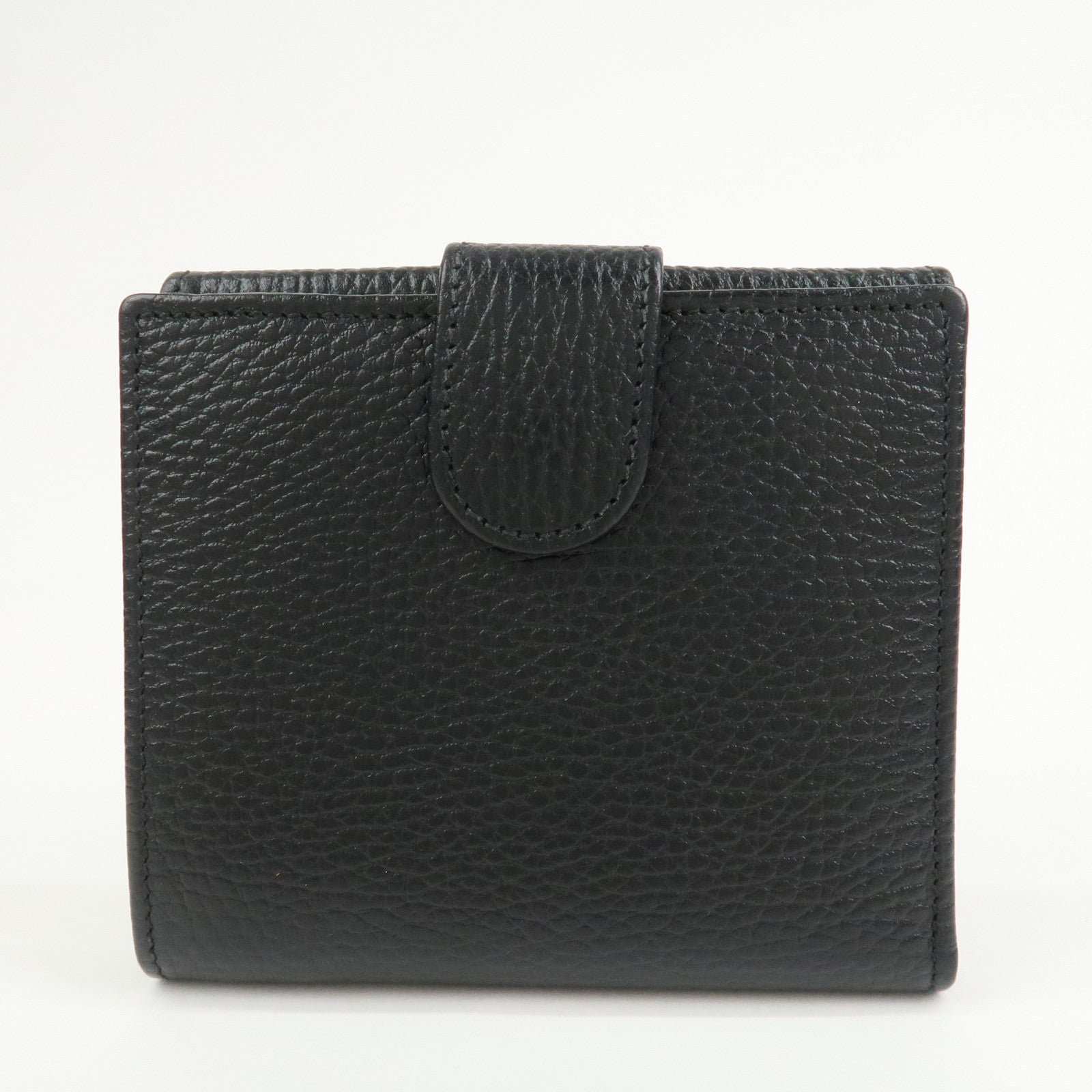 GUCCI Interlocking G Leather Bi-fold Compact Wallet Black 615525