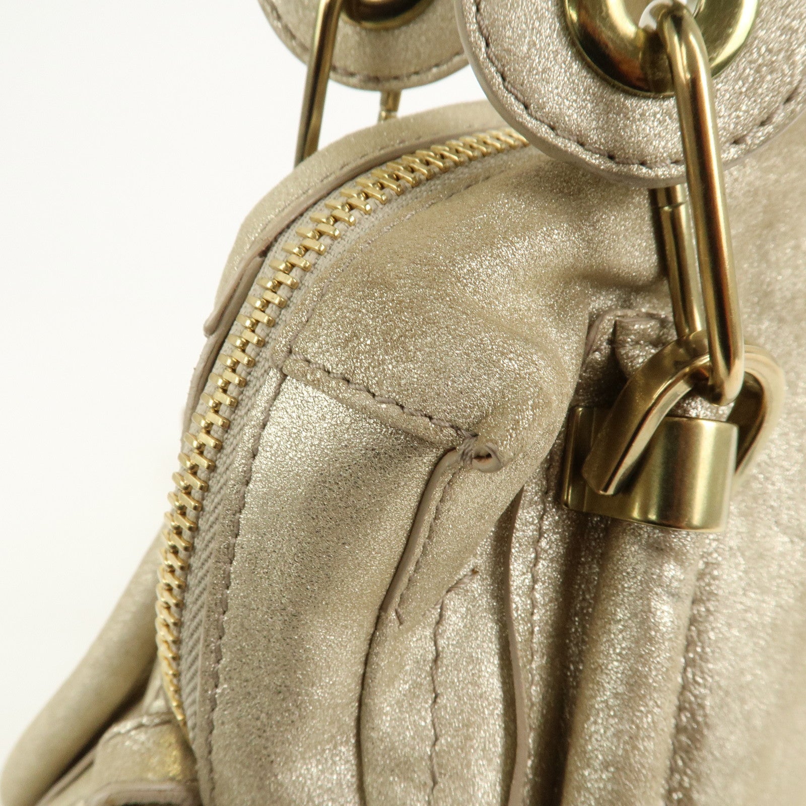 Chloe Paraty Leather 2Way Bag Hand Bag Shoulder Bag Gold 041056-09