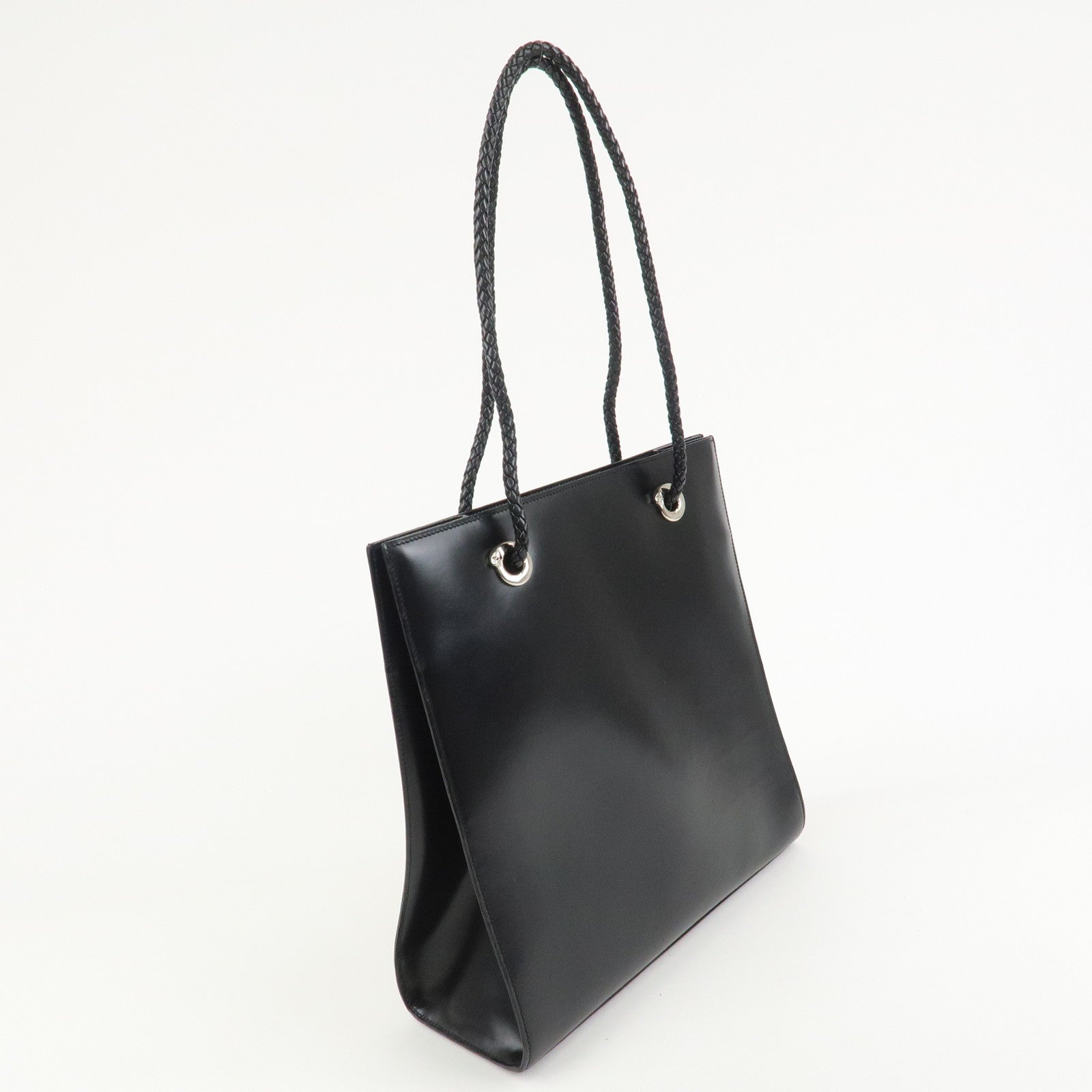 Cartier Leather Shoulder Bag Tote bag Black Silver