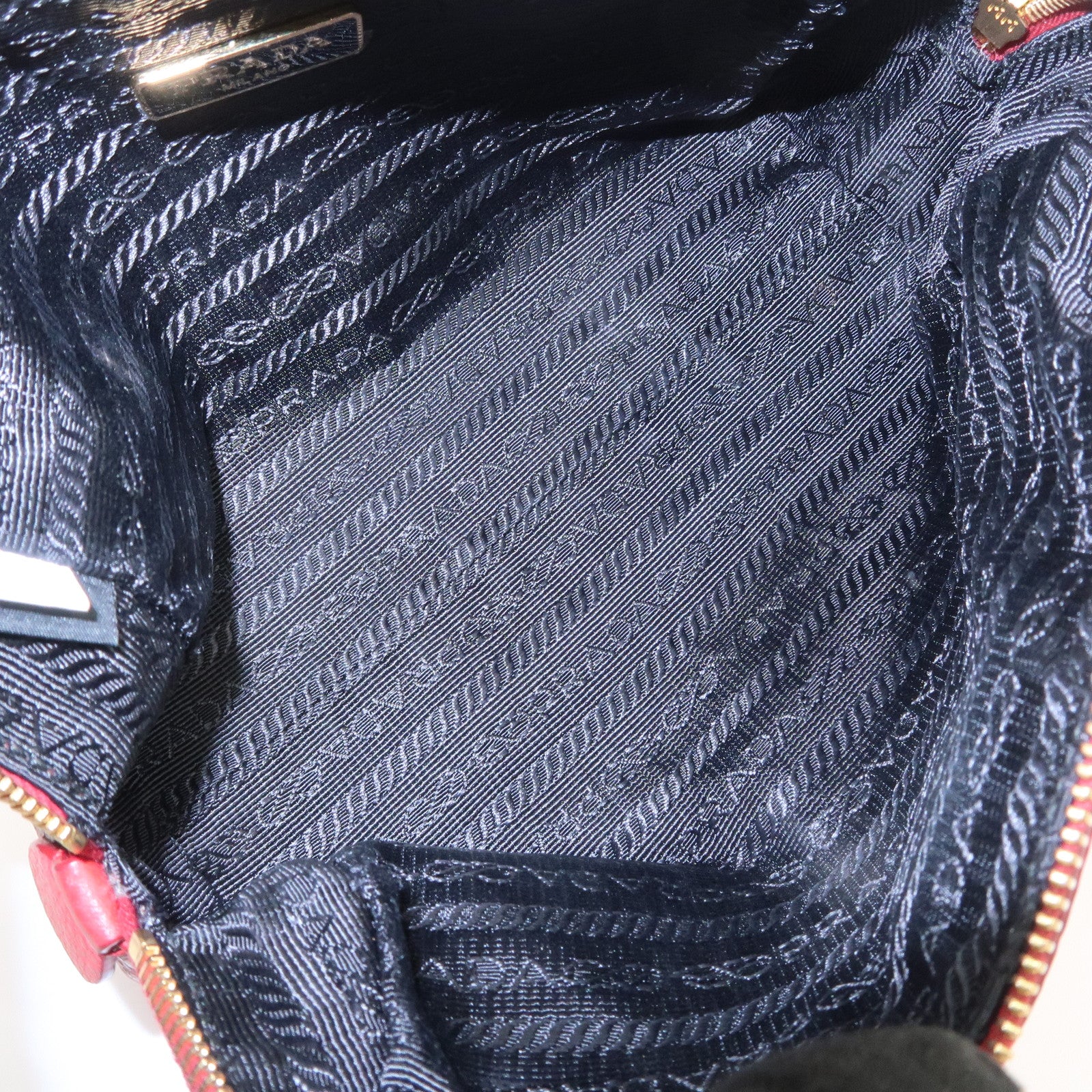 PRADA Logo Leather Pouch Cosmetic Pouch Red