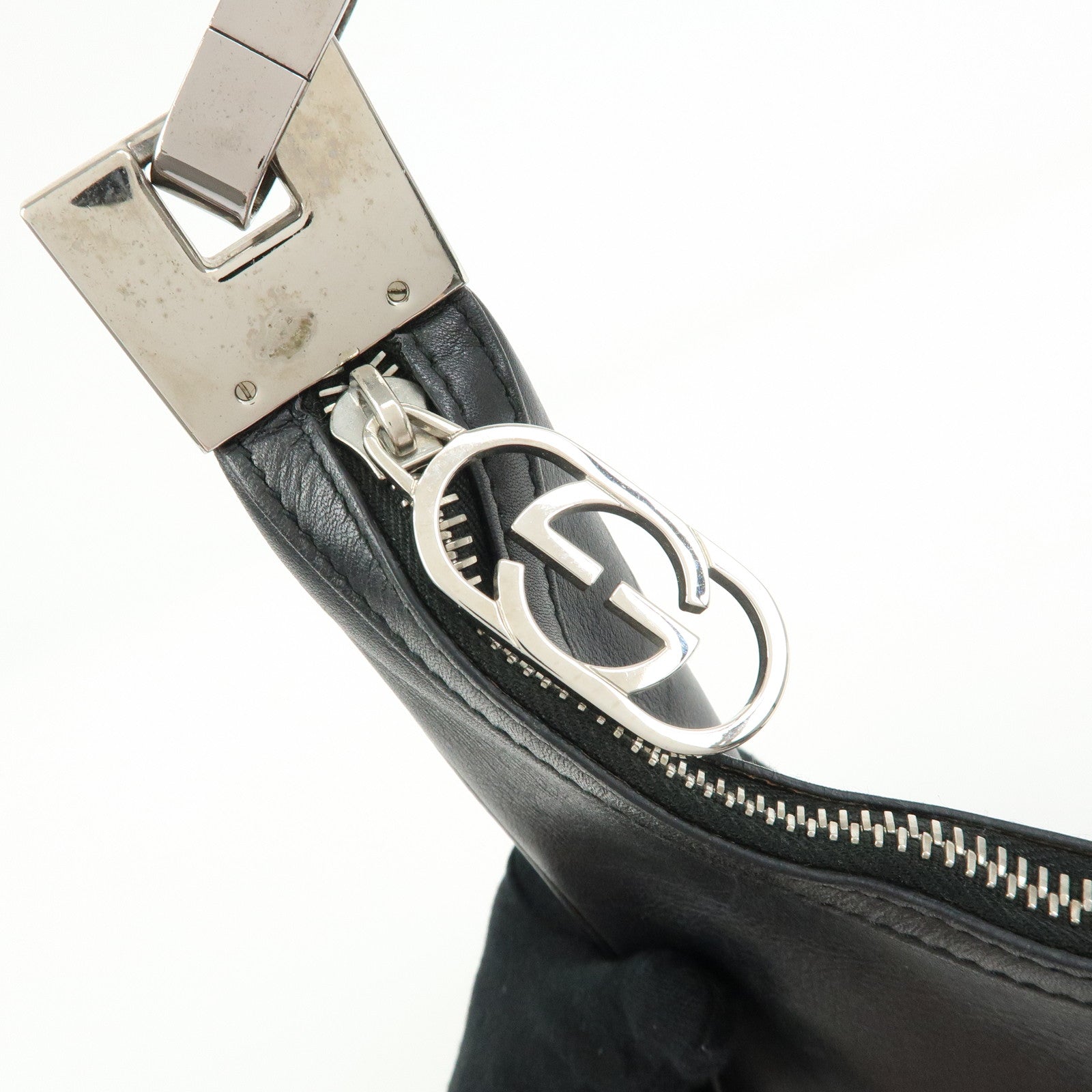 GUCCI Leather Shoulder Bag Hand Bag Black 001・3812・002122