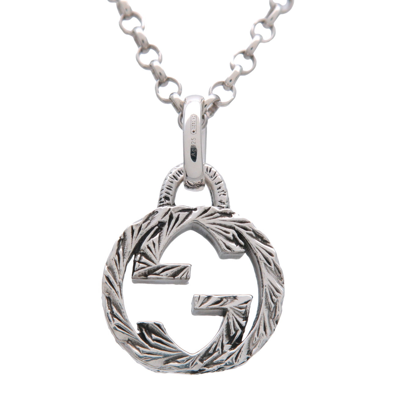 GUCCI Interlocking G Necklace SV925 Silver 455307