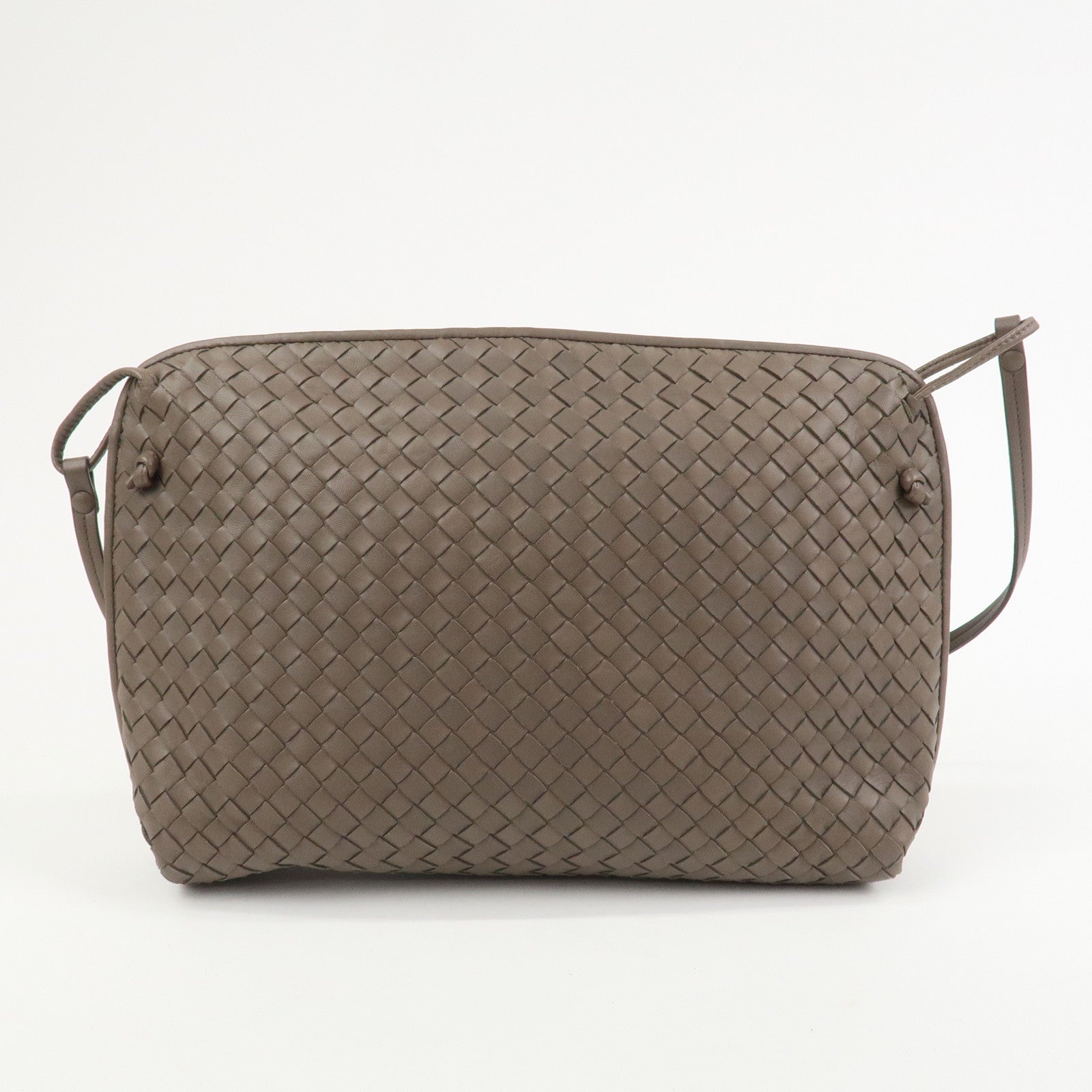 BOTTEGA VENETA Intrecciato Leather Shoulder Crossbody Bag Greige