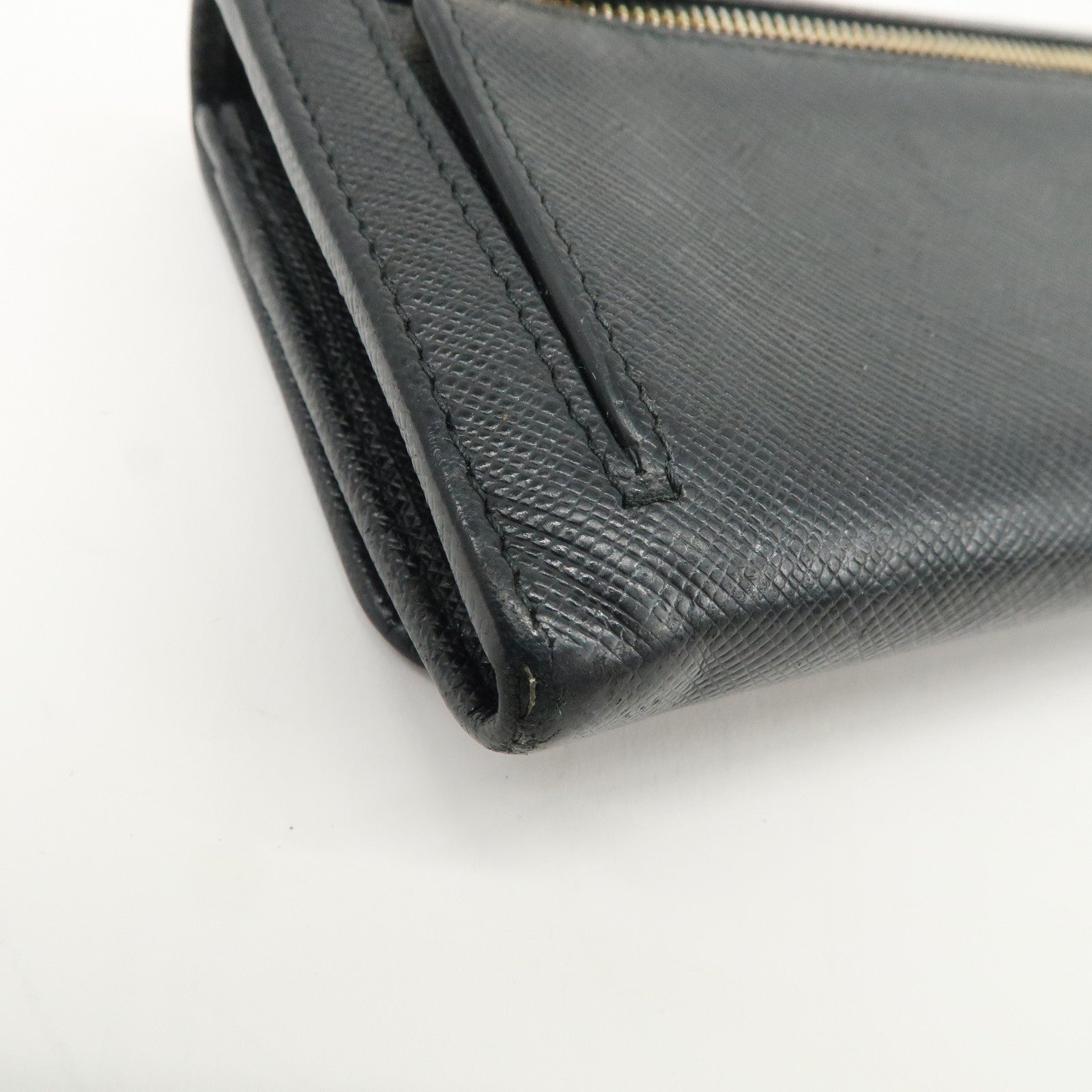 PRADA Saffiano Leather Flap Bi-Fold Long Wallet Black 1MH132