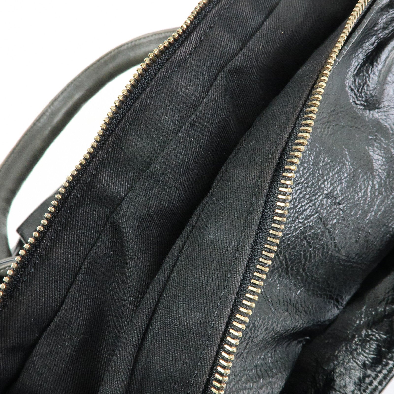 Chloe See by Chloe Leather Boston Bag Hand Bag Metalic Black