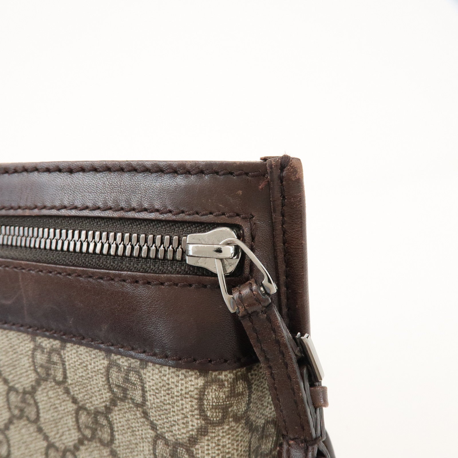 GUCCI GG Supreme PVC Leather Shoulder Crossbody Bag Brown 92562