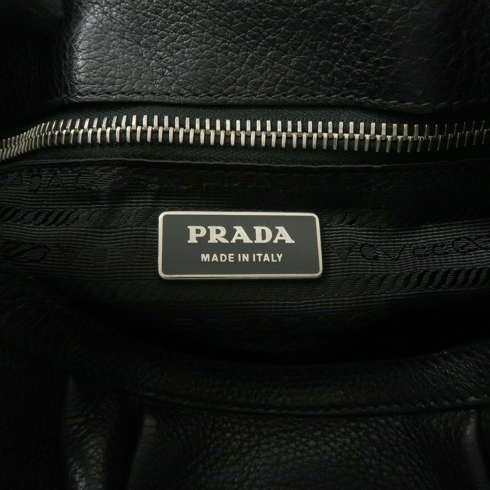 PRADA Sound Lock Leather Shoulder Bag Hand Bag Black B3595