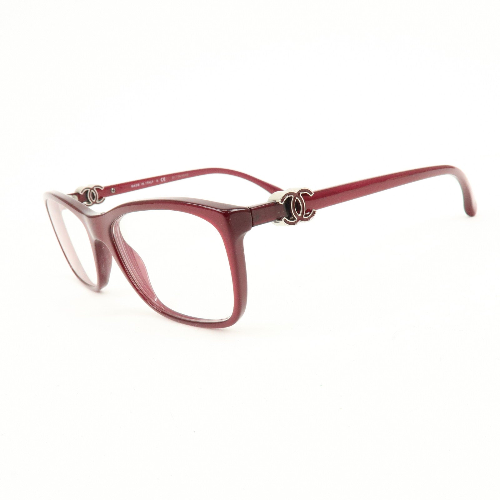 CHANEL COCO Mark Plastic Glasses Wine Red 3234 52□16 135