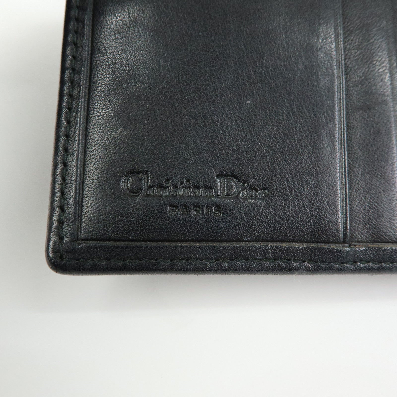 Christian Dior Cannage Lamb Skin Bi-fold Compact Wallet Black