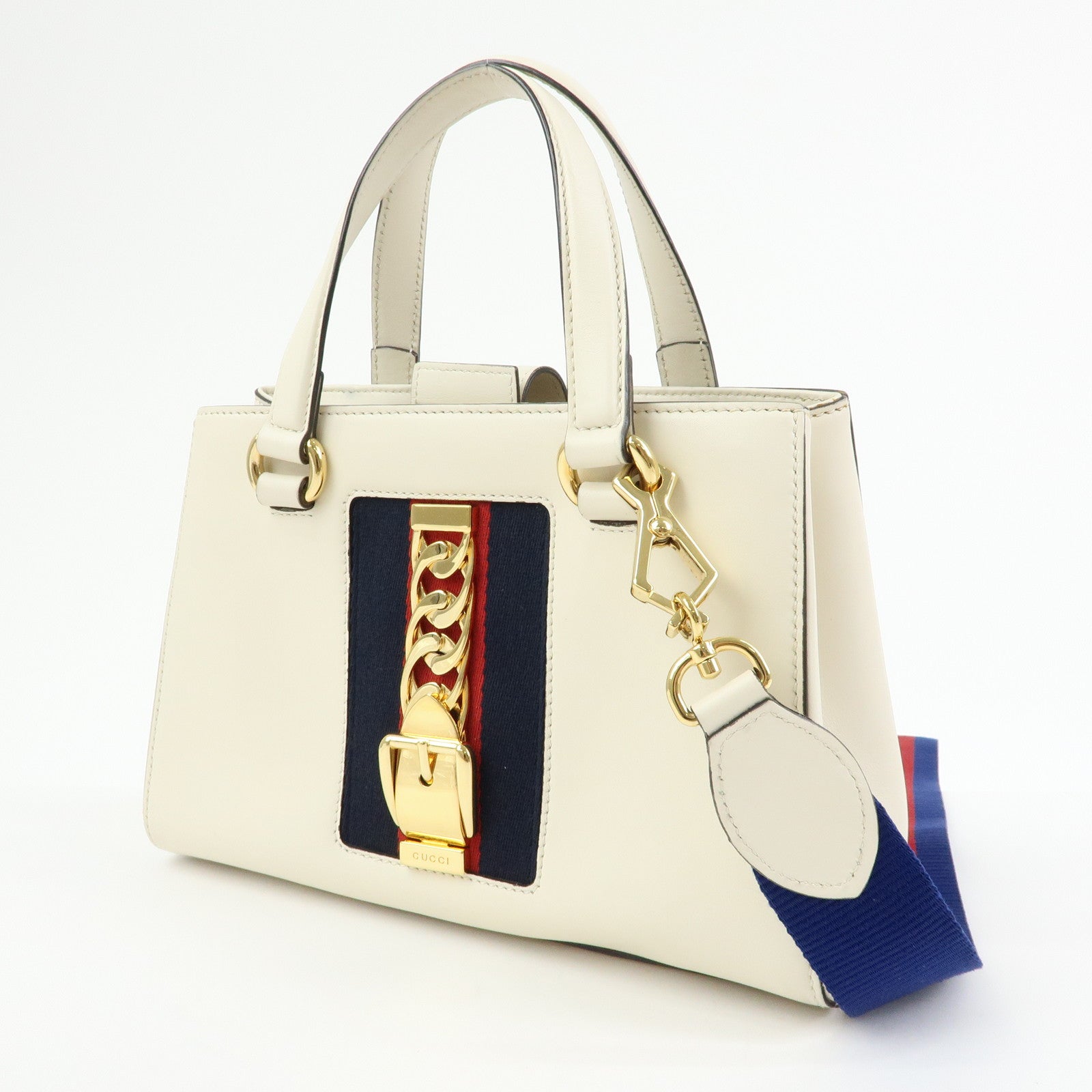 GUCCI Sylvie Sherry Leather 2Way Bag Hand Shoulder Bag White 460381