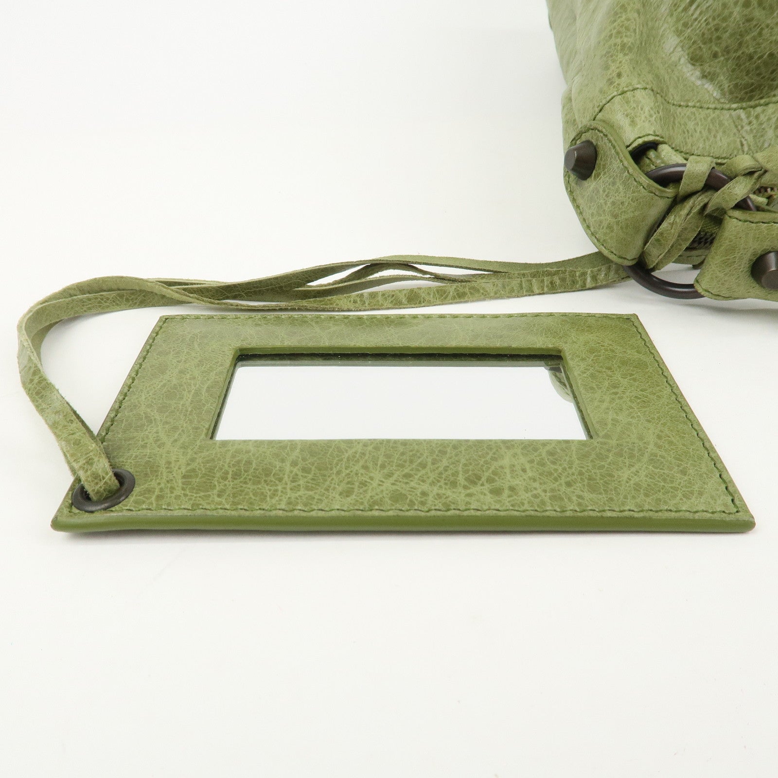 BALENCIAGA Leather The Day Shoulder Bag Green 140442