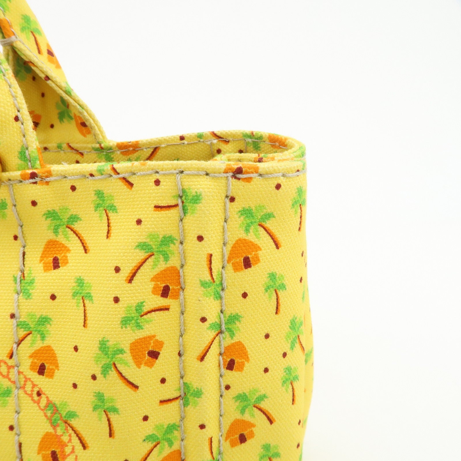 PRADA Canapa Mini Canvas 2Way Bag Hand Bag Yellow Orange 1BG439