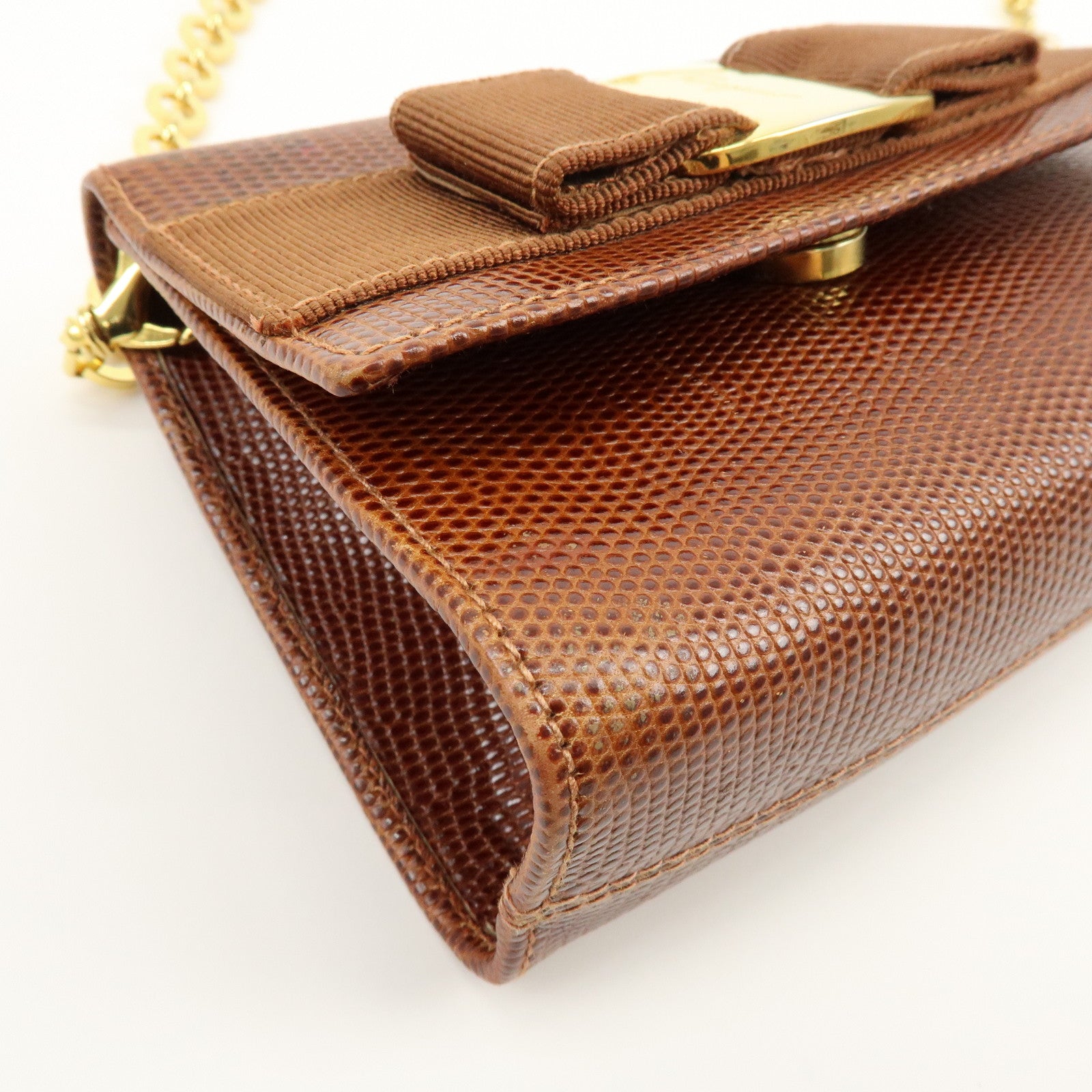 Ferragamo Vara Ribbon Embossed Leather 3Way Shoulder Waist Bag