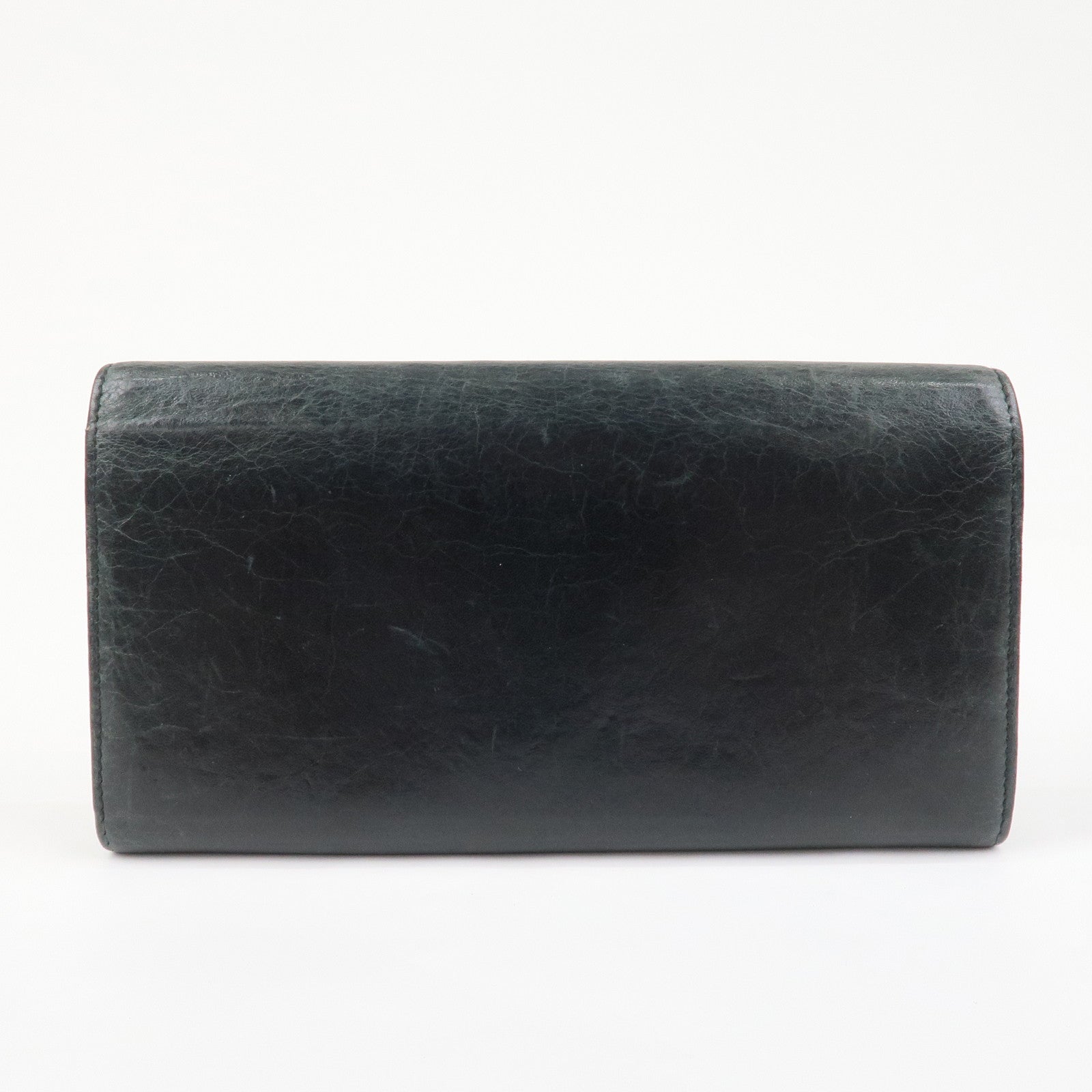 BALENCIAGA Logo Leather Bi-Fold Long Wallet Black