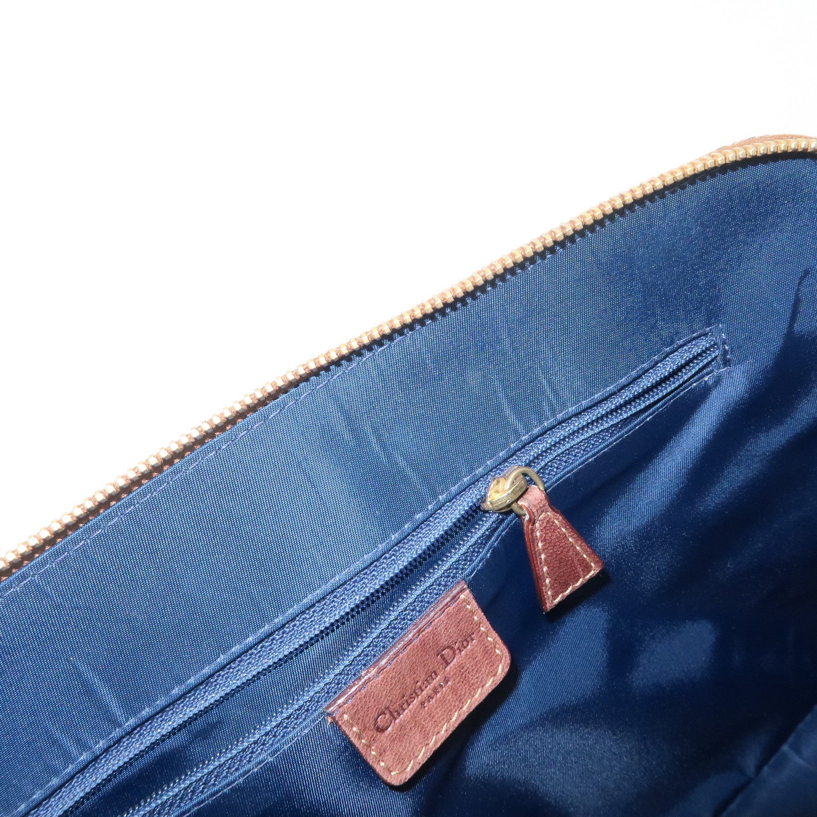 Christian Dior Street Chic Trotter Canvas Leather Hand Bag Brown