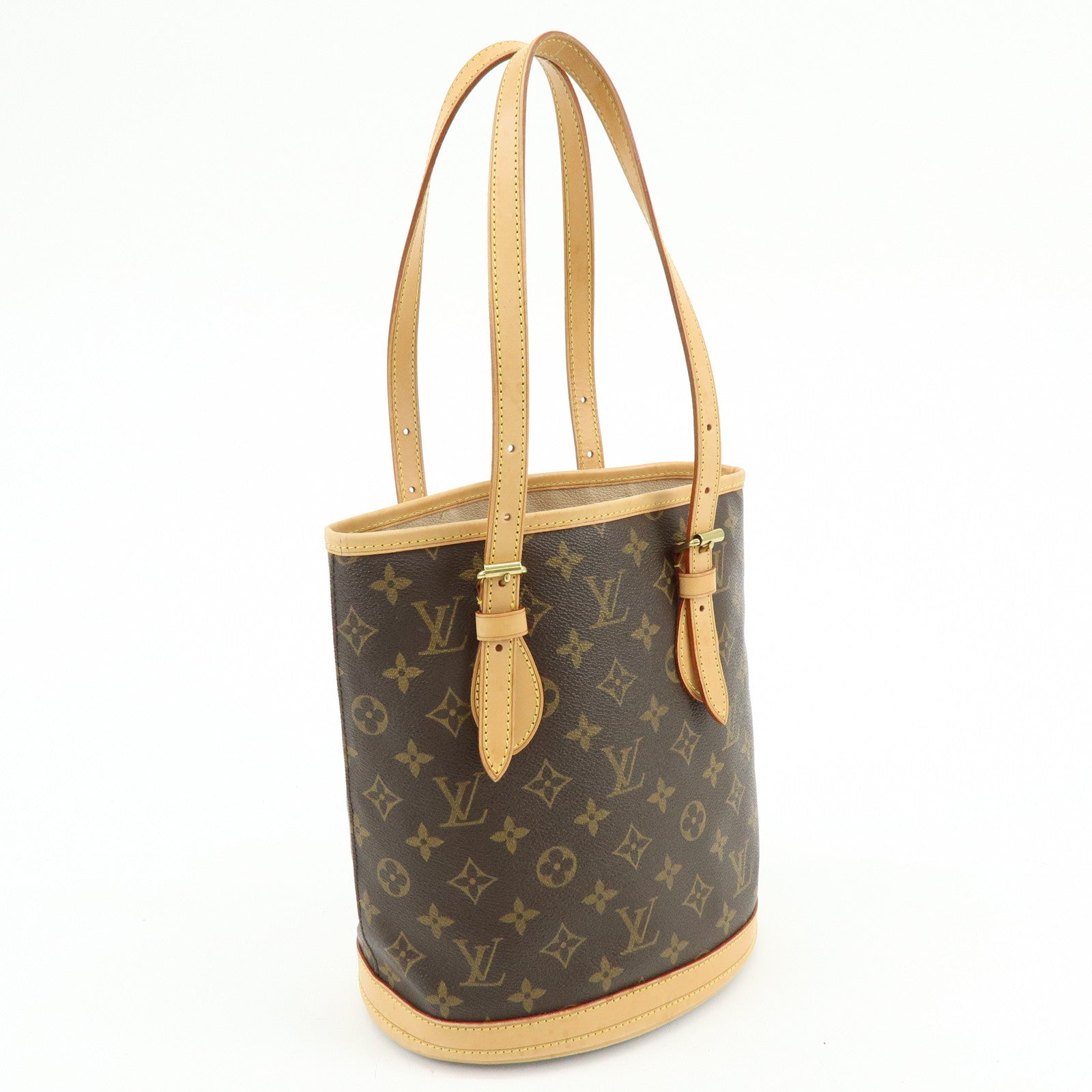 Louis Vuitton Monogram Canvas Bucket PM Hand Bag Brown M42238