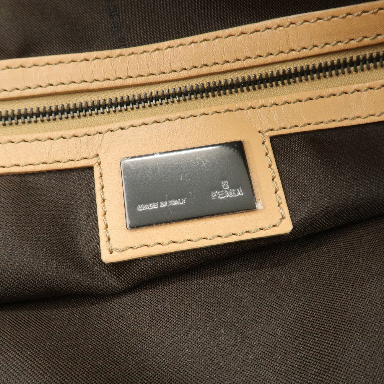 FENDI Zucchino Canvas Hand Bag Shoulder Bag Brown 8BN005