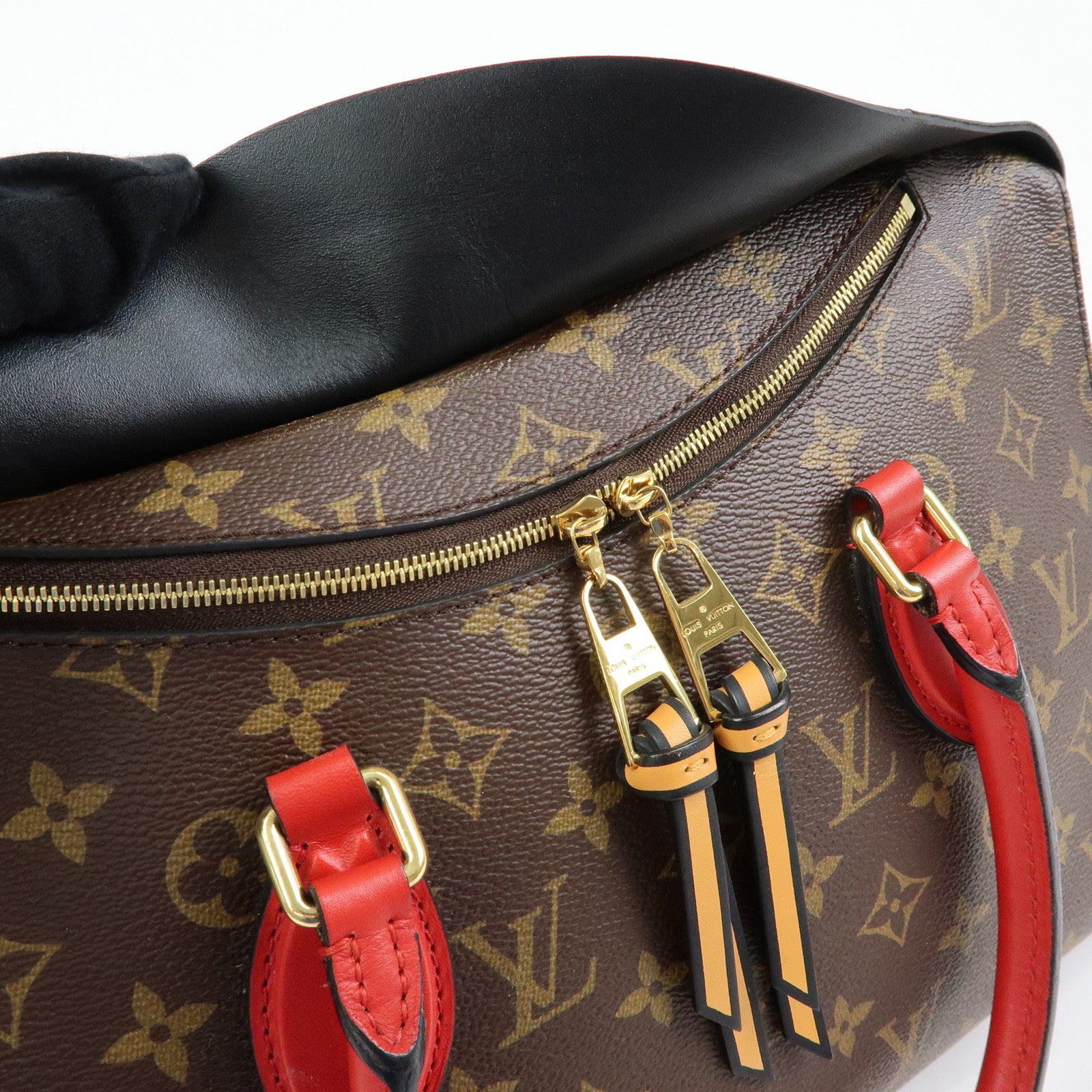Louis Vuitton Monogram Tuileries Tote 2Way Bag Brown Red M41454