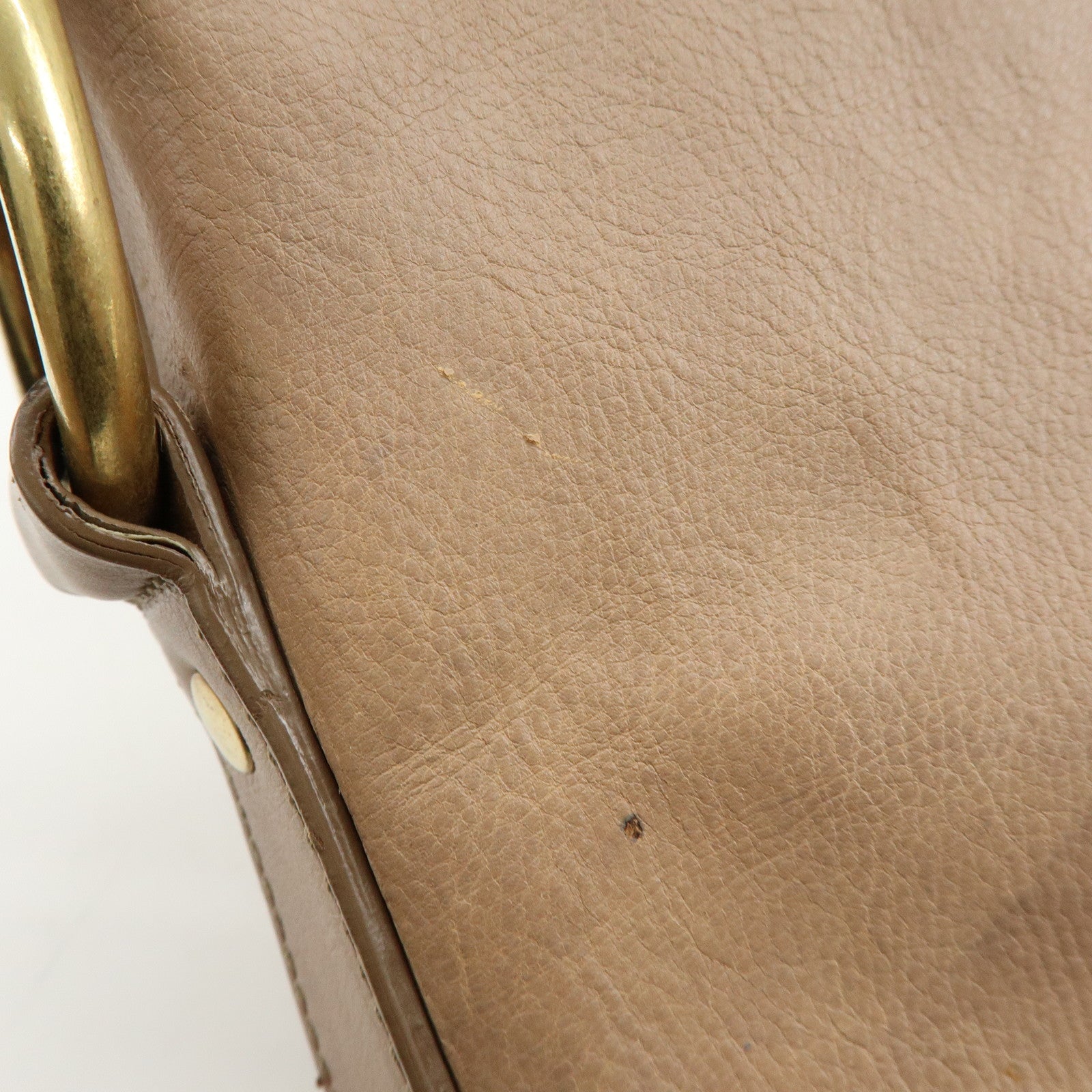 SAINT LAURENT PARIS Muse Leather Hand Bag Tote Bag Beige