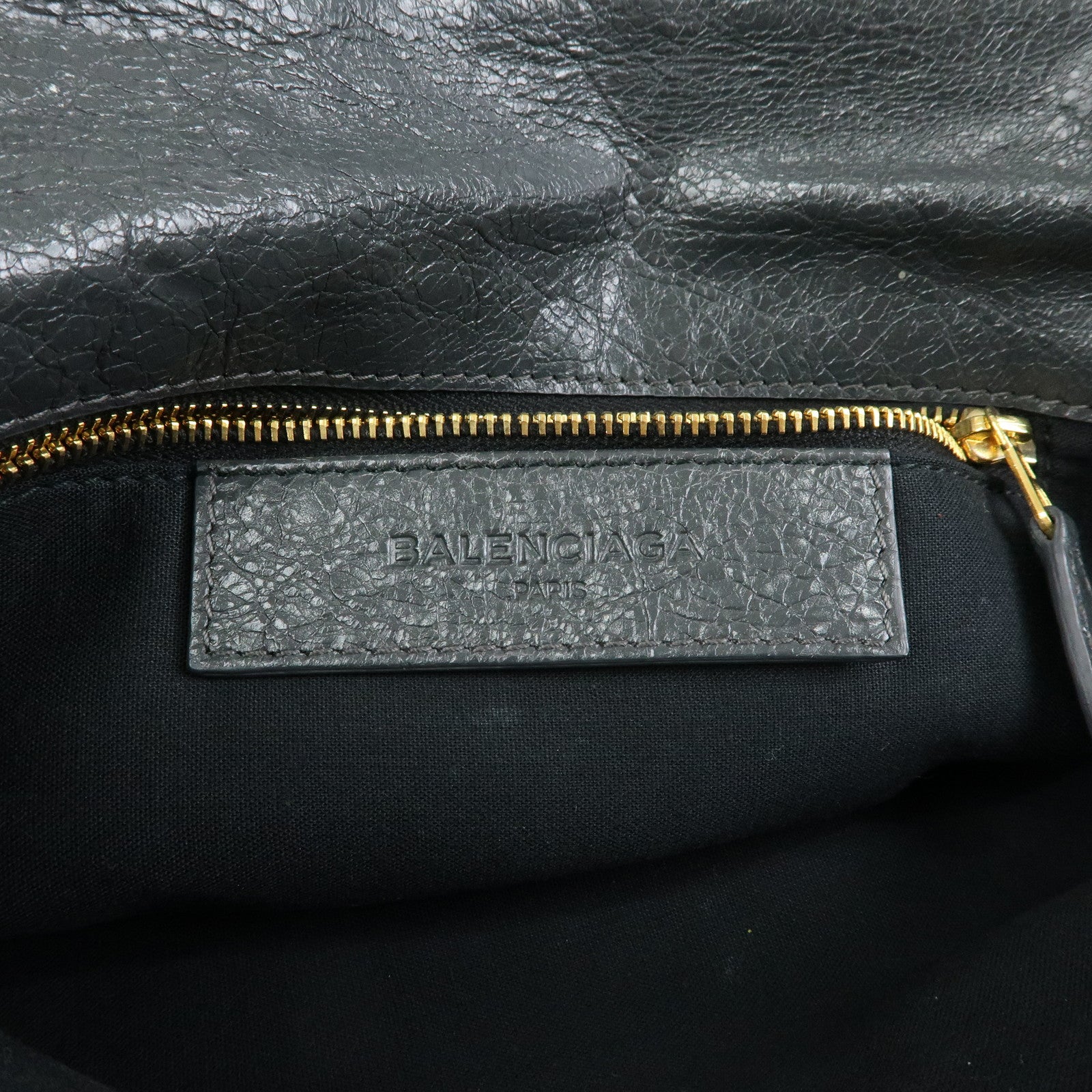 BALENCIAGA Leather Giant Envelope Clutch Shoulder Bag Grey 327079