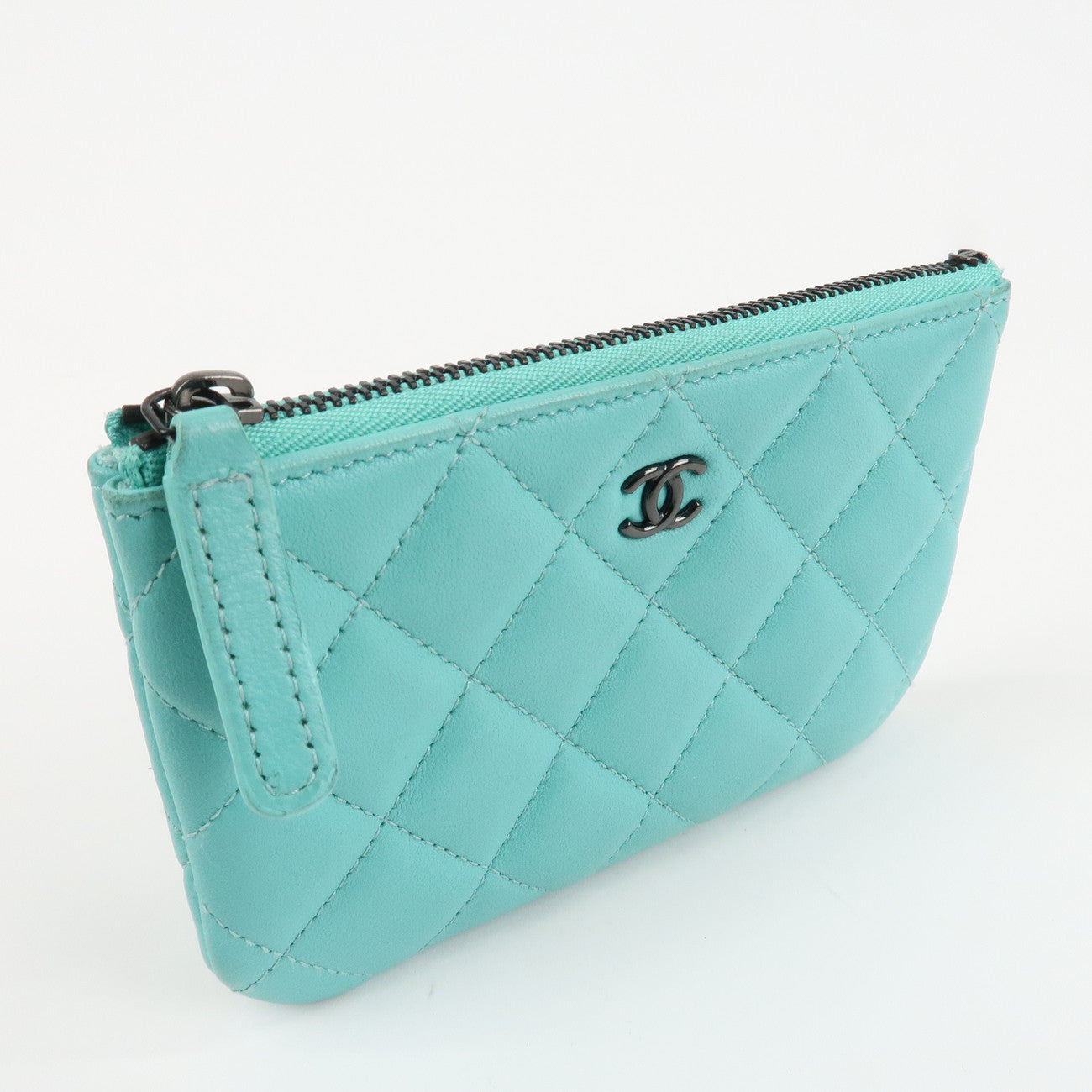 CHANEL Matelasse Caviarskin Classic Mini Pouch Blue A82365 Used