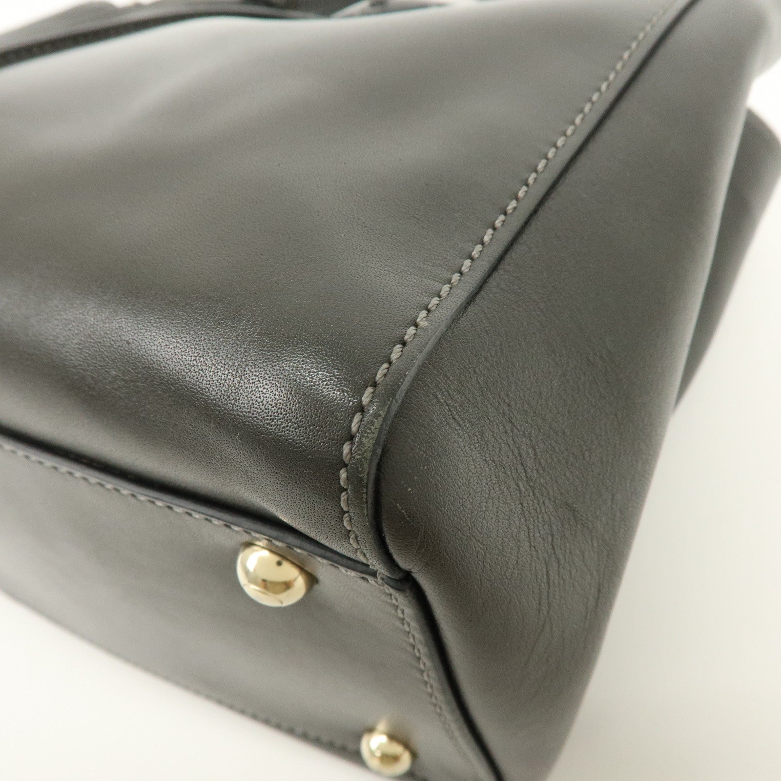 TOD’S D Cube Leather 2Way Bag Hand Bag Shoulder Bag Dark Gray